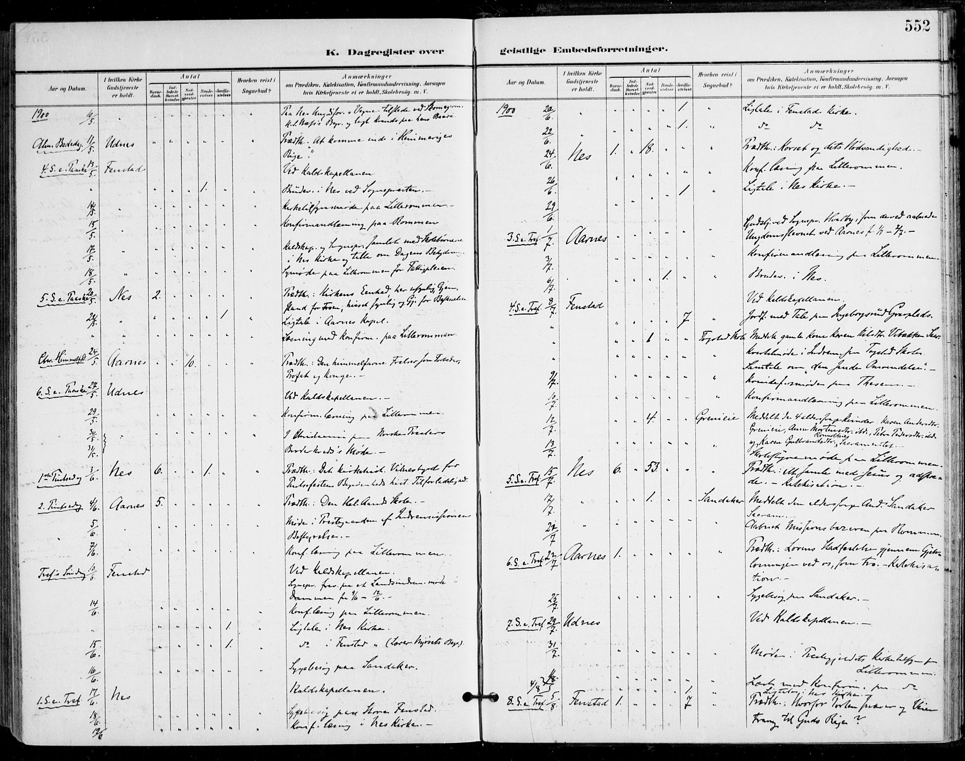 Nes prestekontor Kirkebøker, AV/SAO-A-10410/F/Fa/L0011: Parish register (official) no. I 11, 1899-1918, p. 552