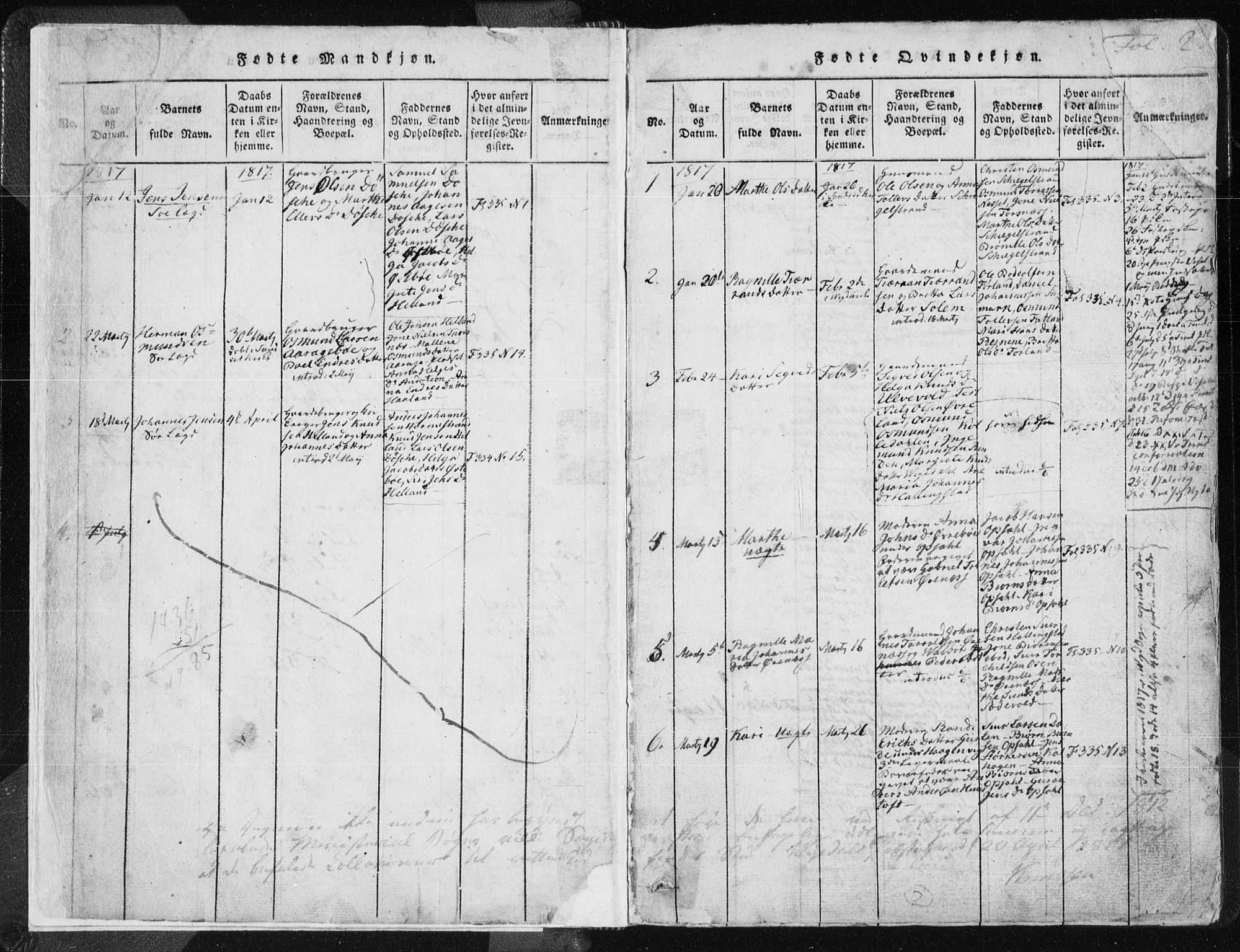 Vikedal sokneprestkontor, SAST/A-101840/01/IV: Parish register (official) no. A 3, 1817-1850, p. 2