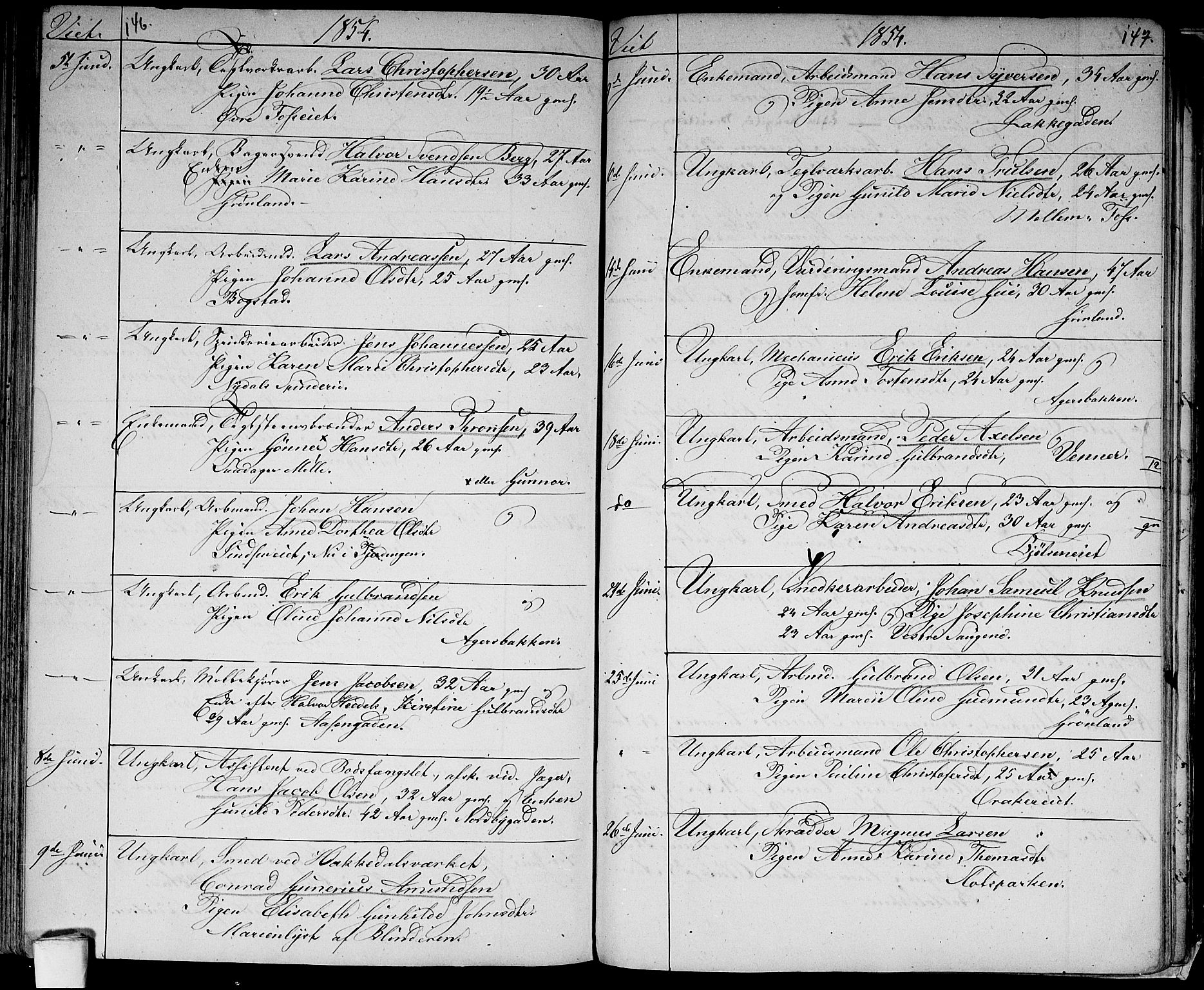 Aker prestekontor kirkebøker, SAO/A-10861/G/L0011: Parish register (copy) no. 11, 1846-1859, p. 146-147