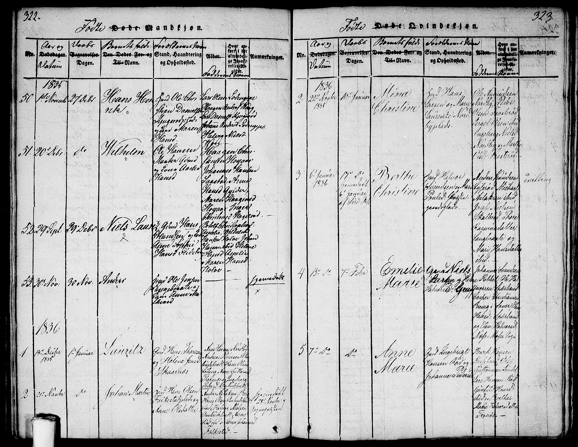 Våler prestekontor Kirkebøker, SAO/A-11083/F/Fa/L0005: Parish register (official) no. I 5, 1815-1839, p. 322-323