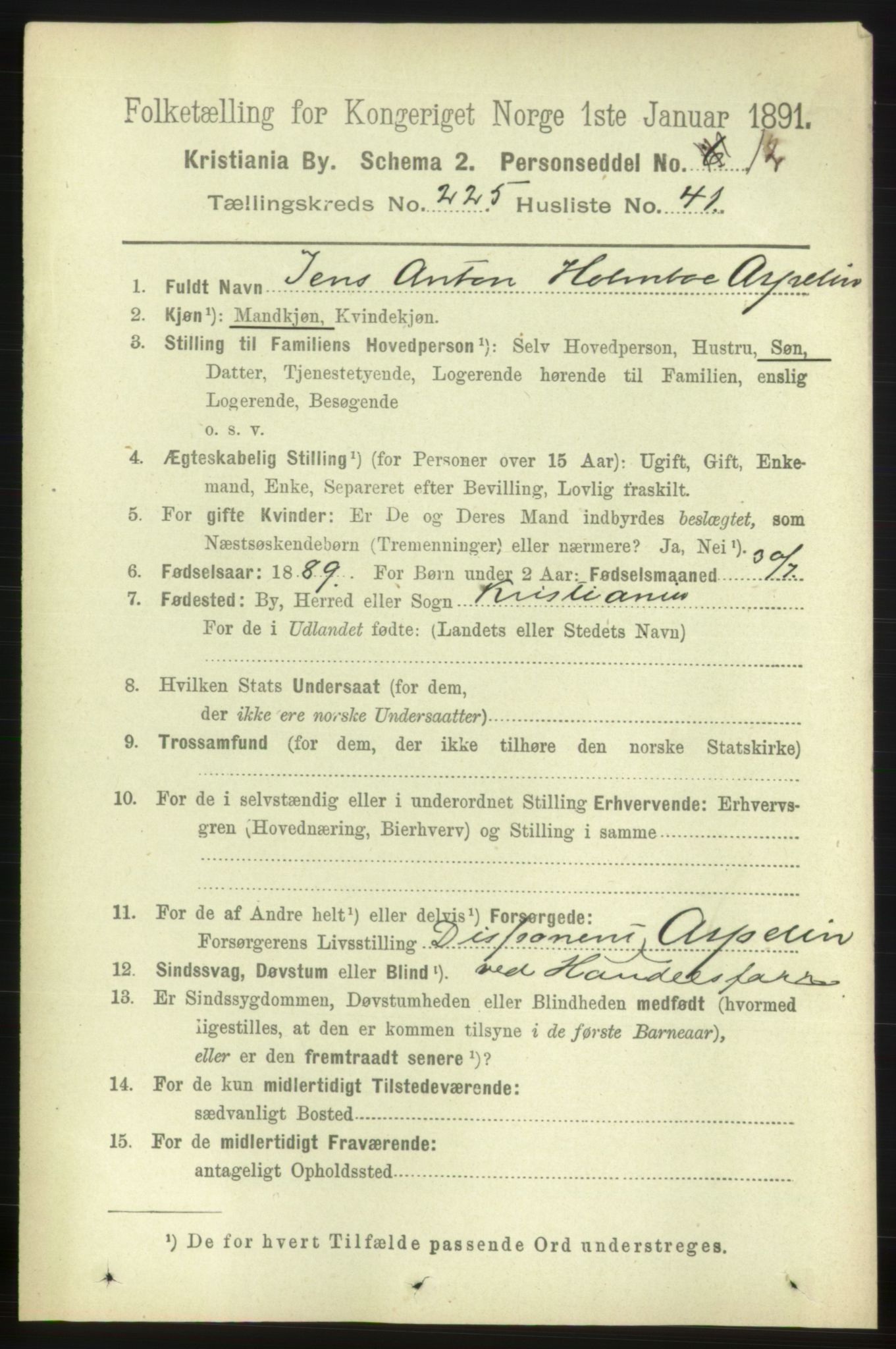 RA, 1891 census for 0301 Kristiania, 1891, p. 137342