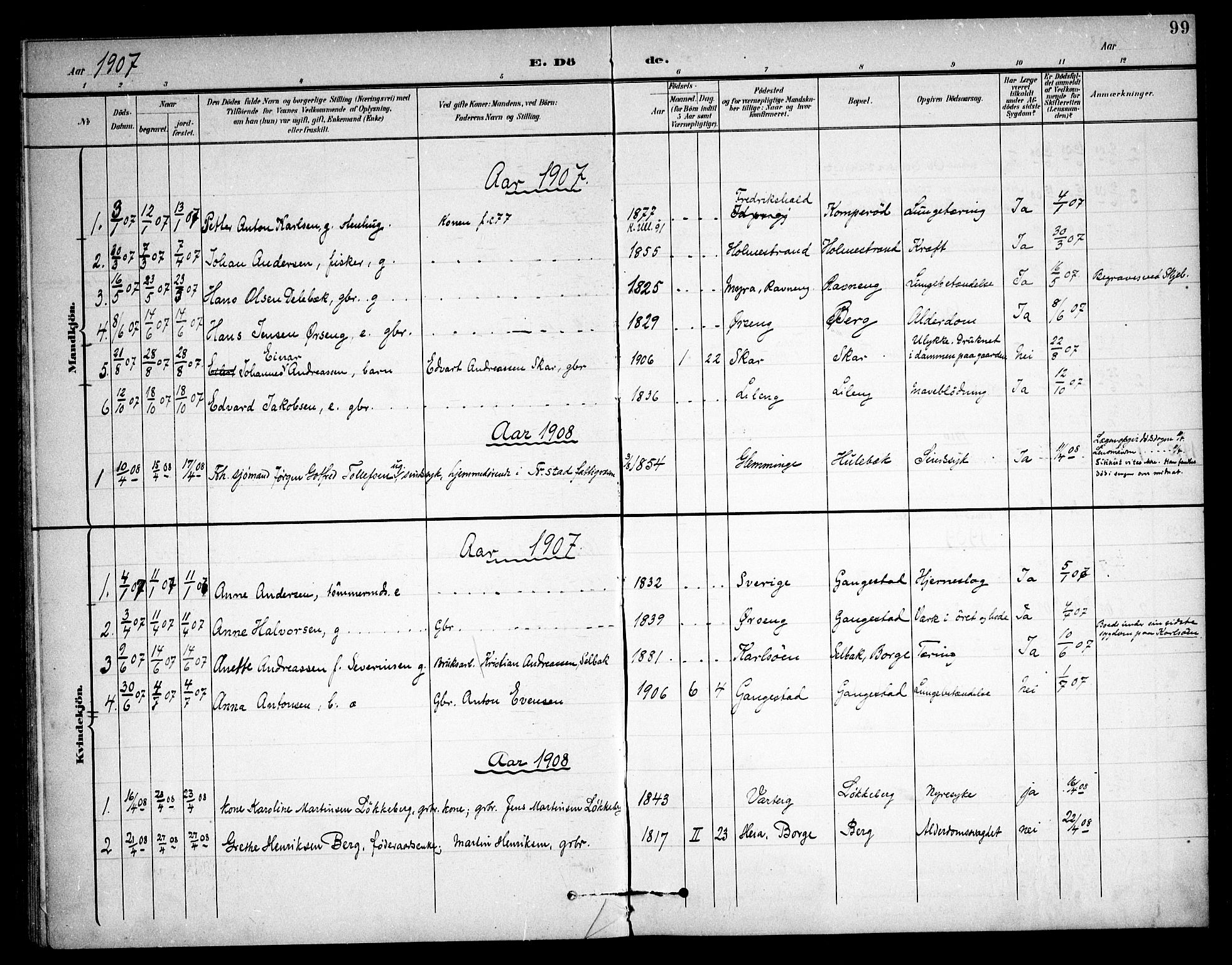 Skjeberg prestekontor Kirkebøker, AV/SAO-A-10923/F/Fb/L0002: Parish register (official) no. II 2, 1895-1910, p. 99