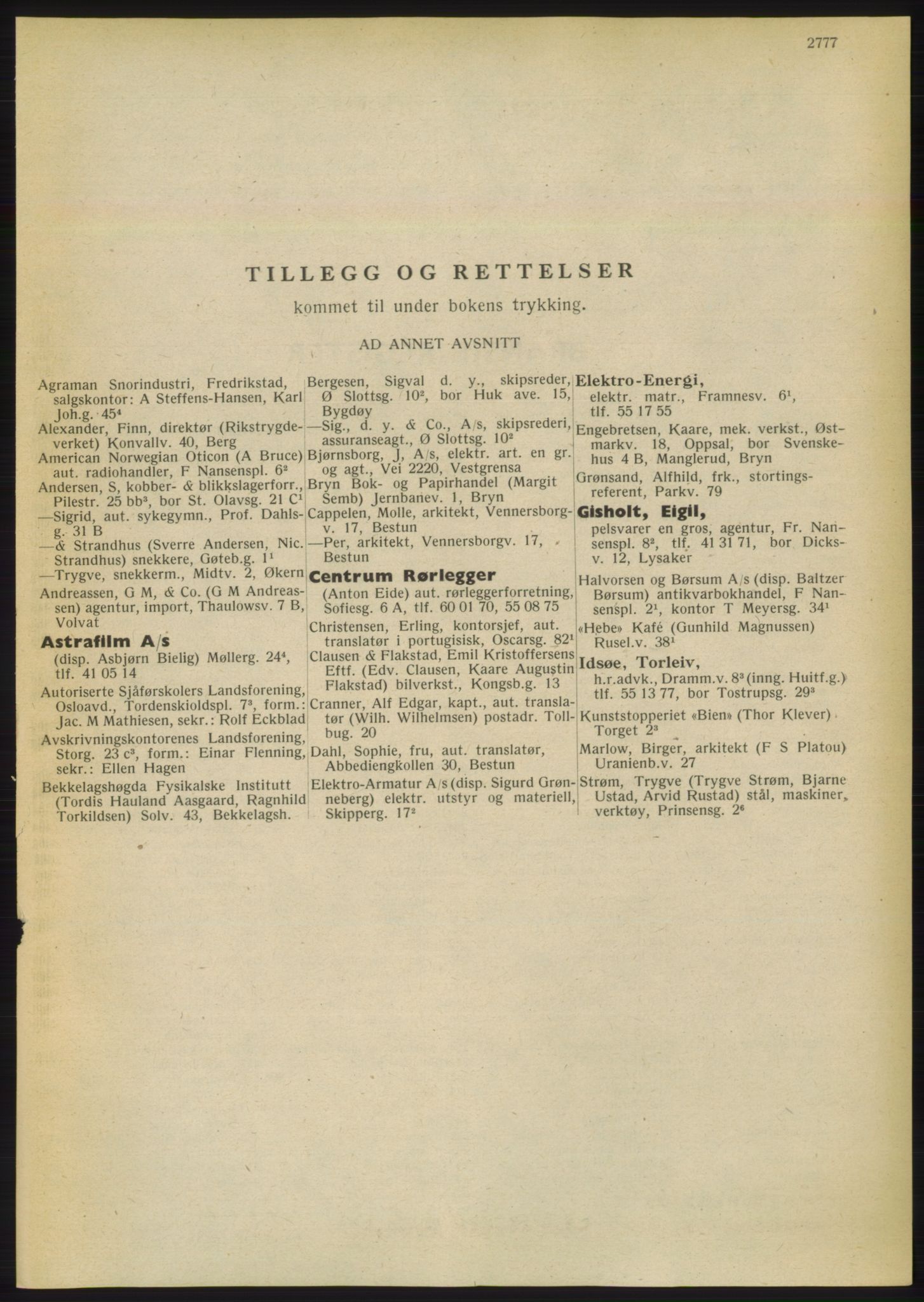 Kristiania/Oslo adressebok, PUBL/-, 1949, p. 2777