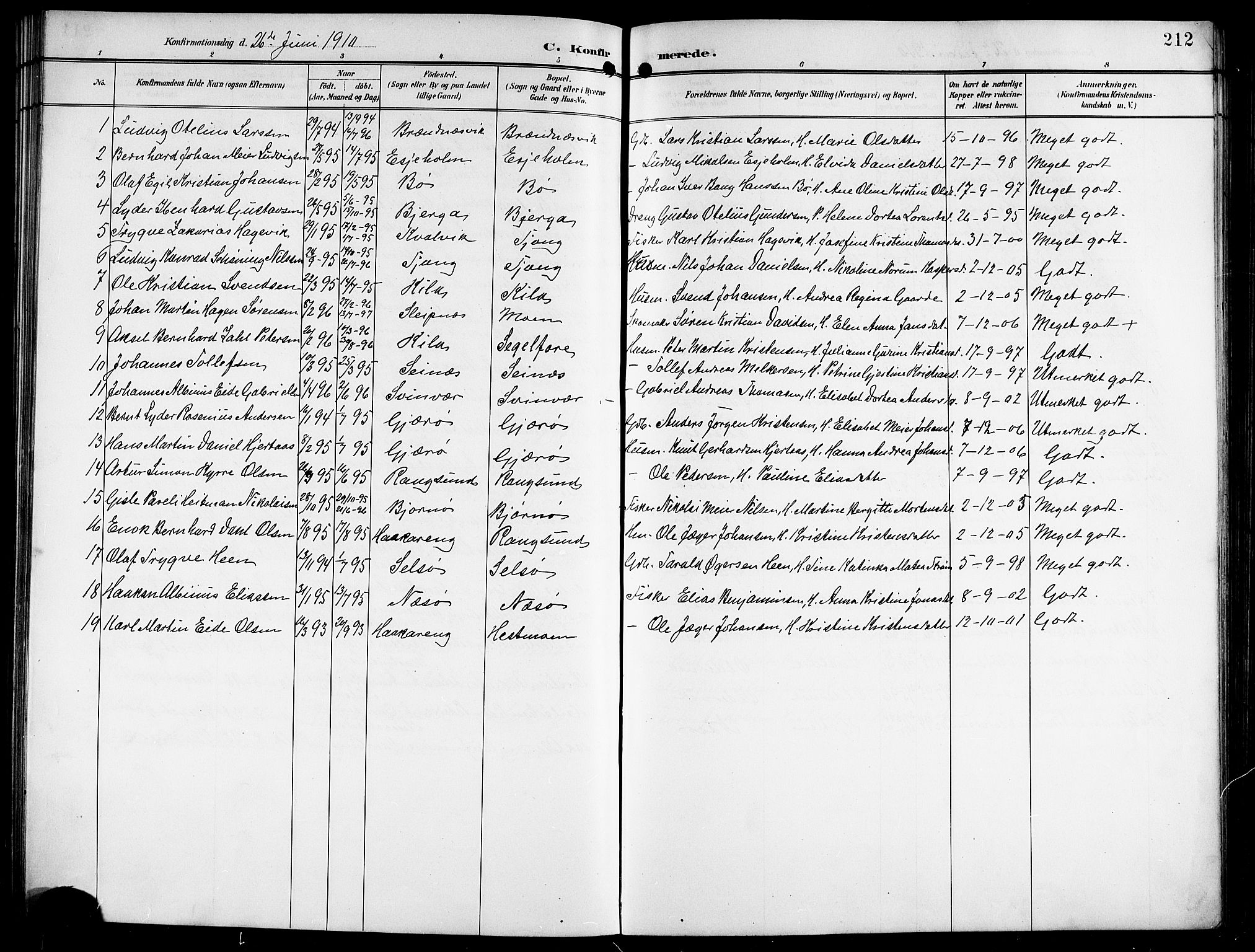 Ministerialprotokoller, klokkerbøker og fødselsregistre - Nordland, SAT/A-1459/841/L0621: Parish register (copy) no. 841C05, 1897-1923, p. 212