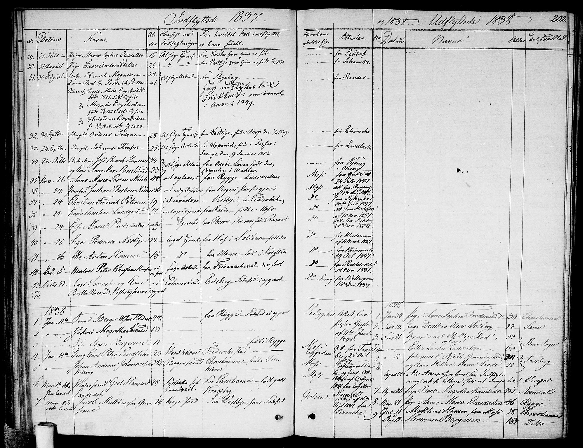 Moss prestekontor Kirkebøker, SAO/A-2003/F/Fa/L0006: Parish register (official) no. I 6, 1829-1844, p. 202