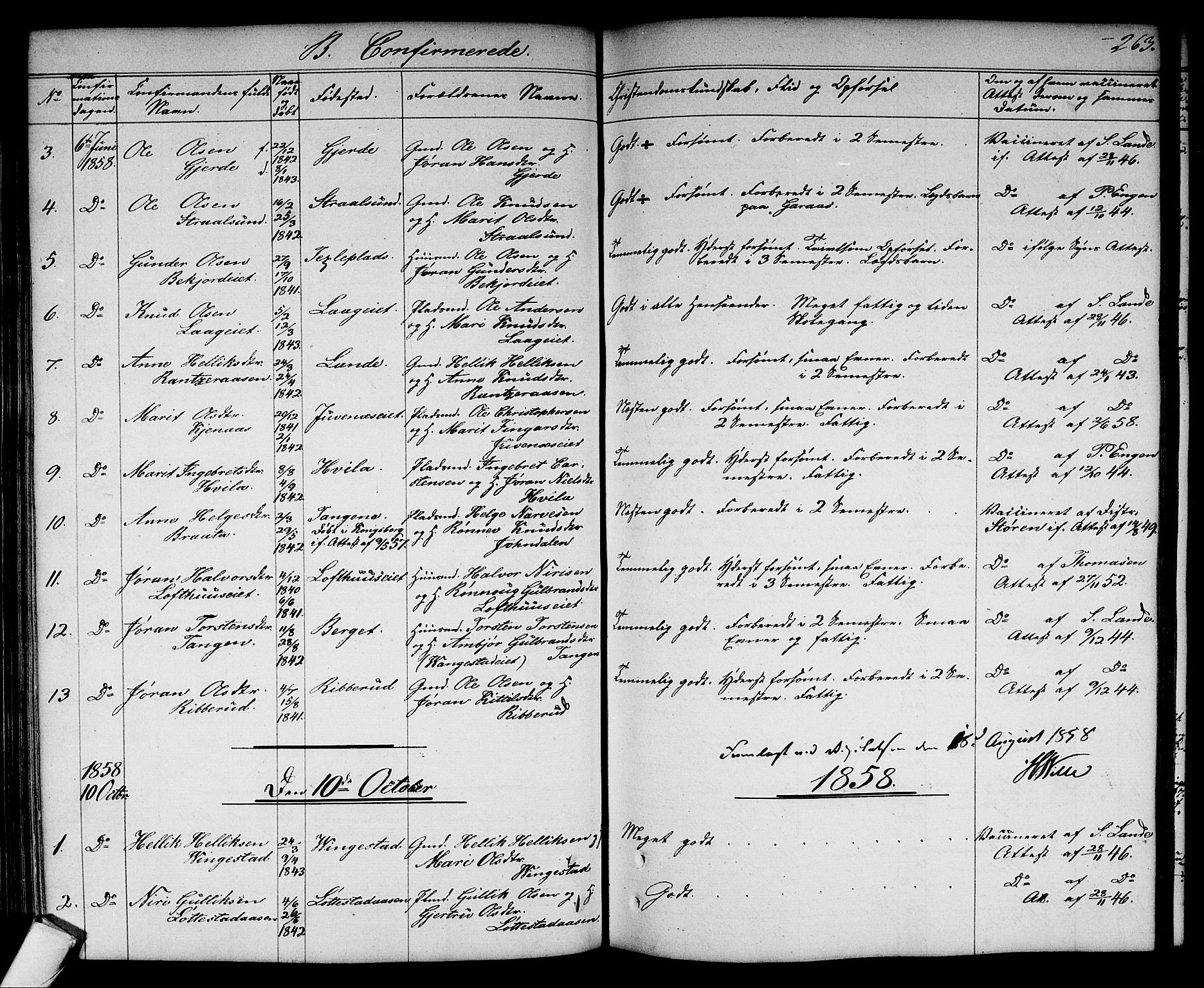 Flesberg kirkebøker, AV/SAKO-A-18/G/Ga/L0002: Parish register (copy) no. I 2, 1834-1860, p. 263