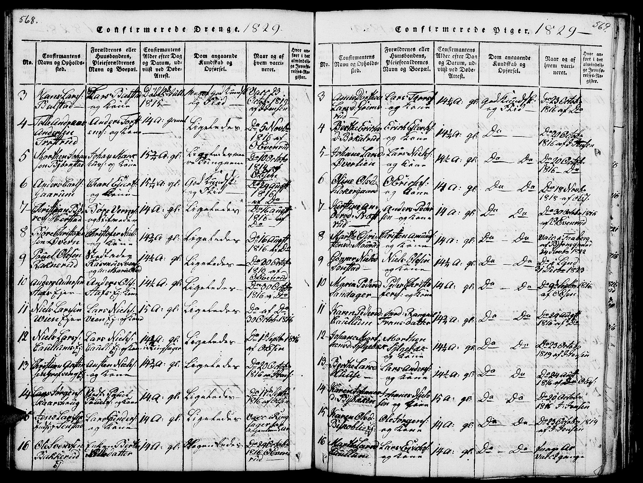 Nes prestekontor, Hedmark, AV/SAH-PREST-020/L/La/L0003: Parish register (copy) no. 3, 1814-1831, p. 568-569