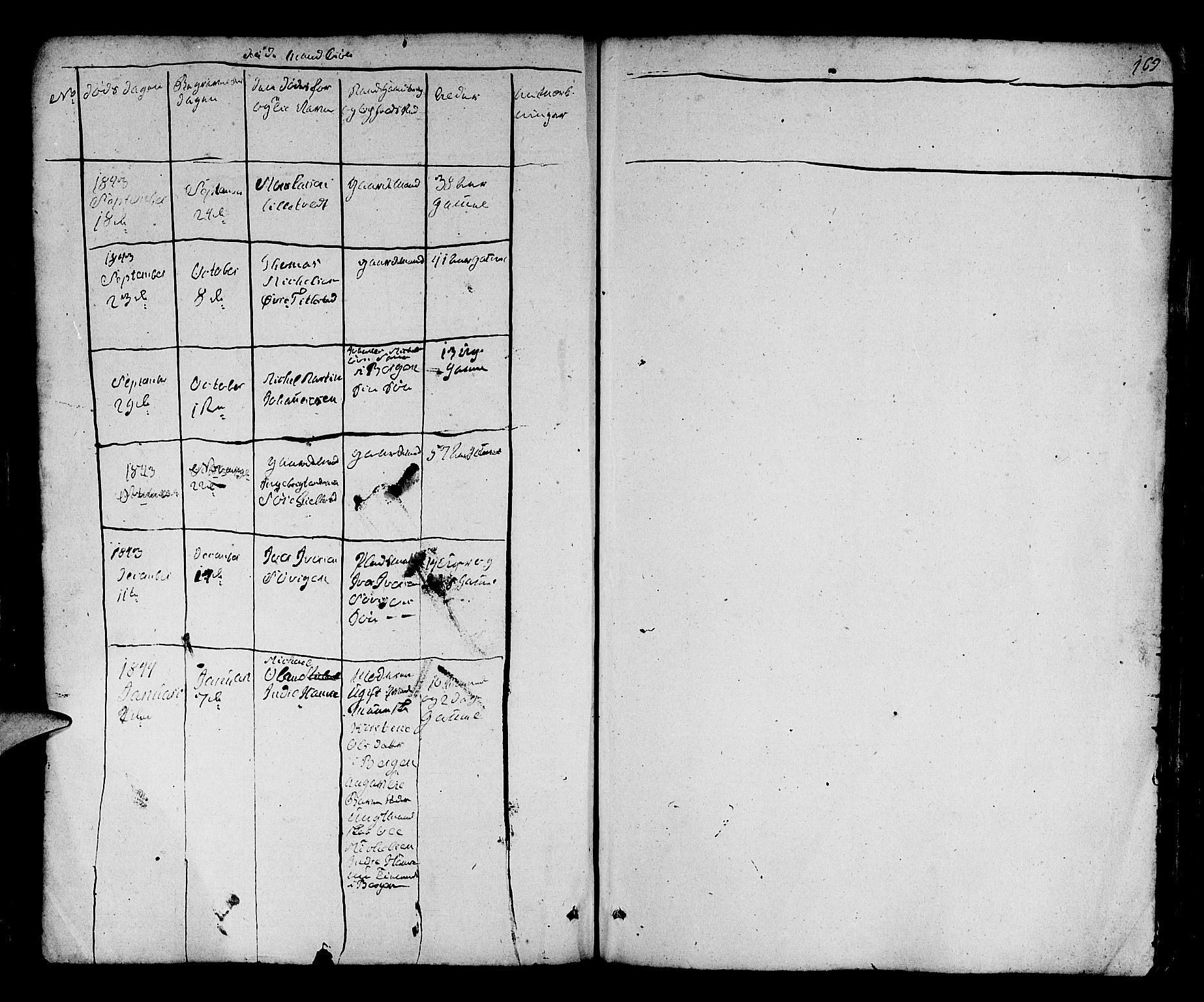 Fana Sokneprestembete, AV/SAB-A-75101/H/Hab/Habb/L0001: Parish register (copy) no. B 1, 1837-1855, p. 169