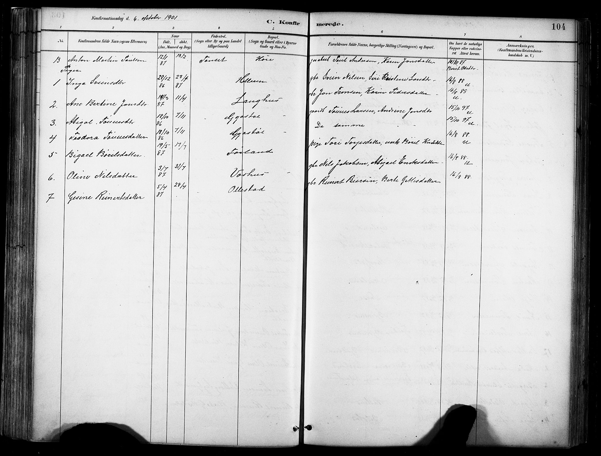 Lund sokneprestkontor, AV/SAST-A-101809/S06/L0012: Parish register (official) no. A 11, 1887-1921, p. 104