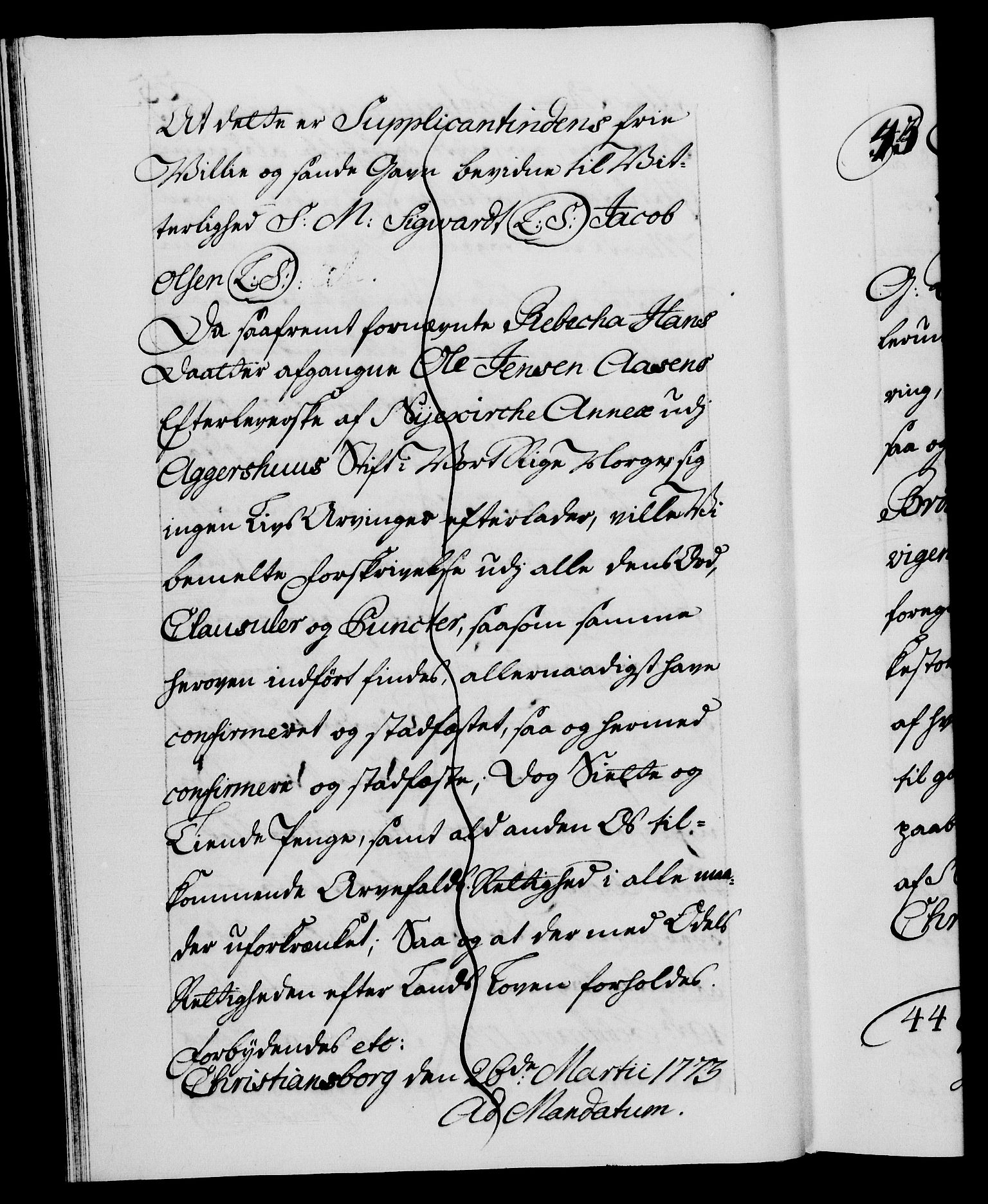Danske Kanselli 1572-1799, RA/EA-3023/F/Fc/Fca/Fcaa/L0046: Norske registre, 1773-1775, p. 35b