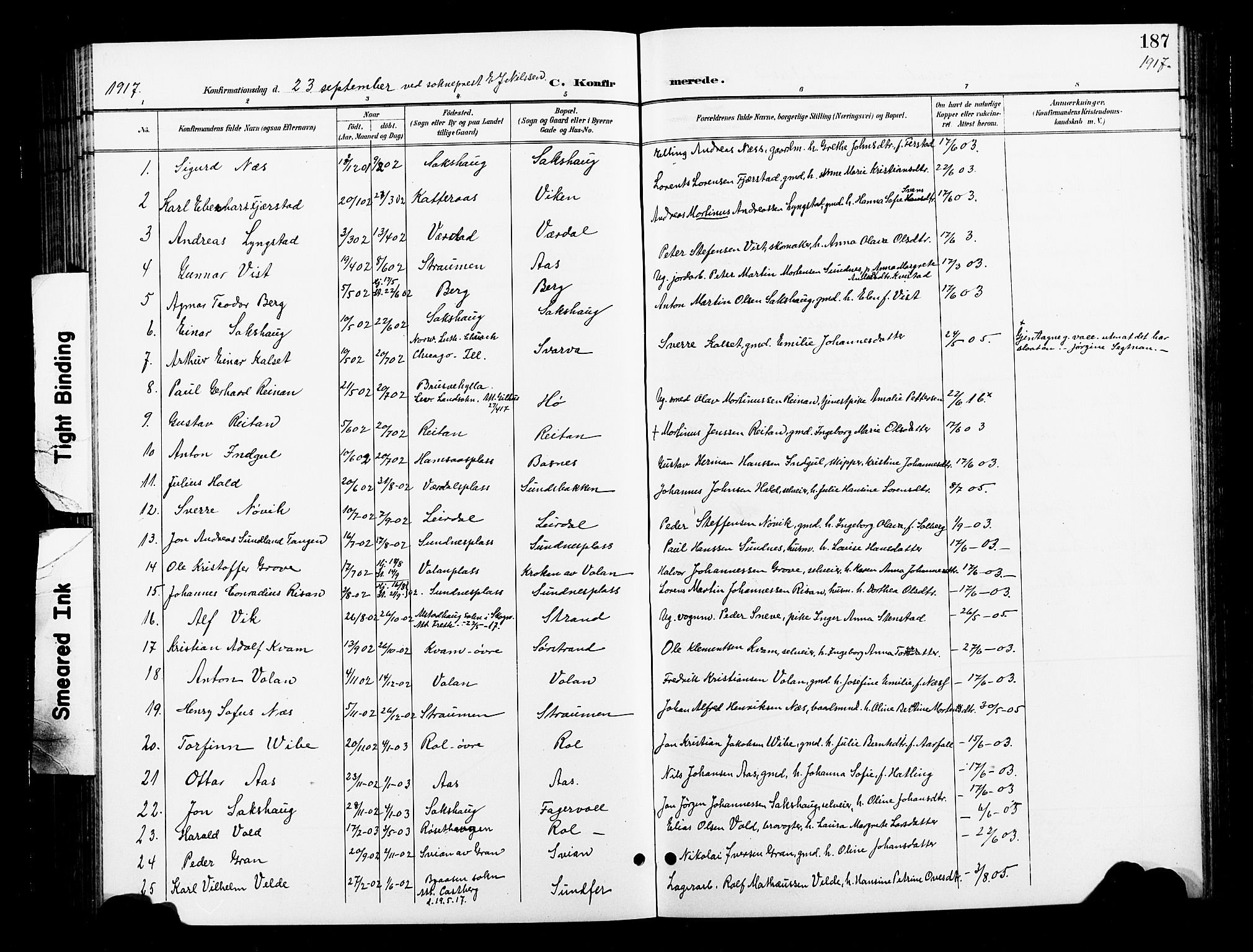 Ministerialprotokoller, klokkerbøker og fødselsregistre - Nord-Trøndelag, SAT/A-1458/730/L0302: Parish register (copy) no. 730C05, 1898-1924, p. 187