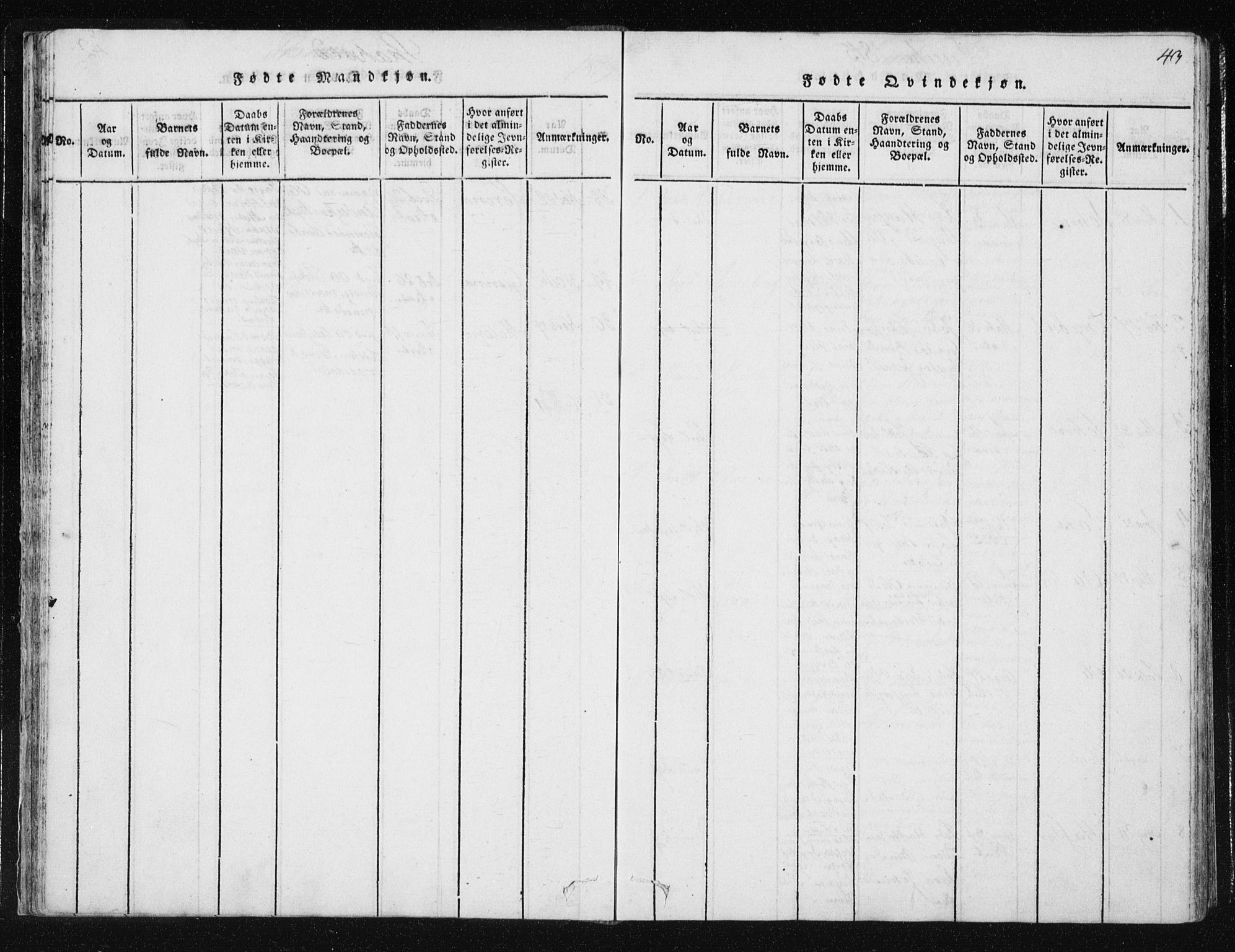 Ministerialprotokoller, klokkerbøker og fødselsregistre - Nord-Trøndelag, SAT/A-1458/709/L0061: Parish register (official) no. 709A08 /2, 1815-1819, p. 43