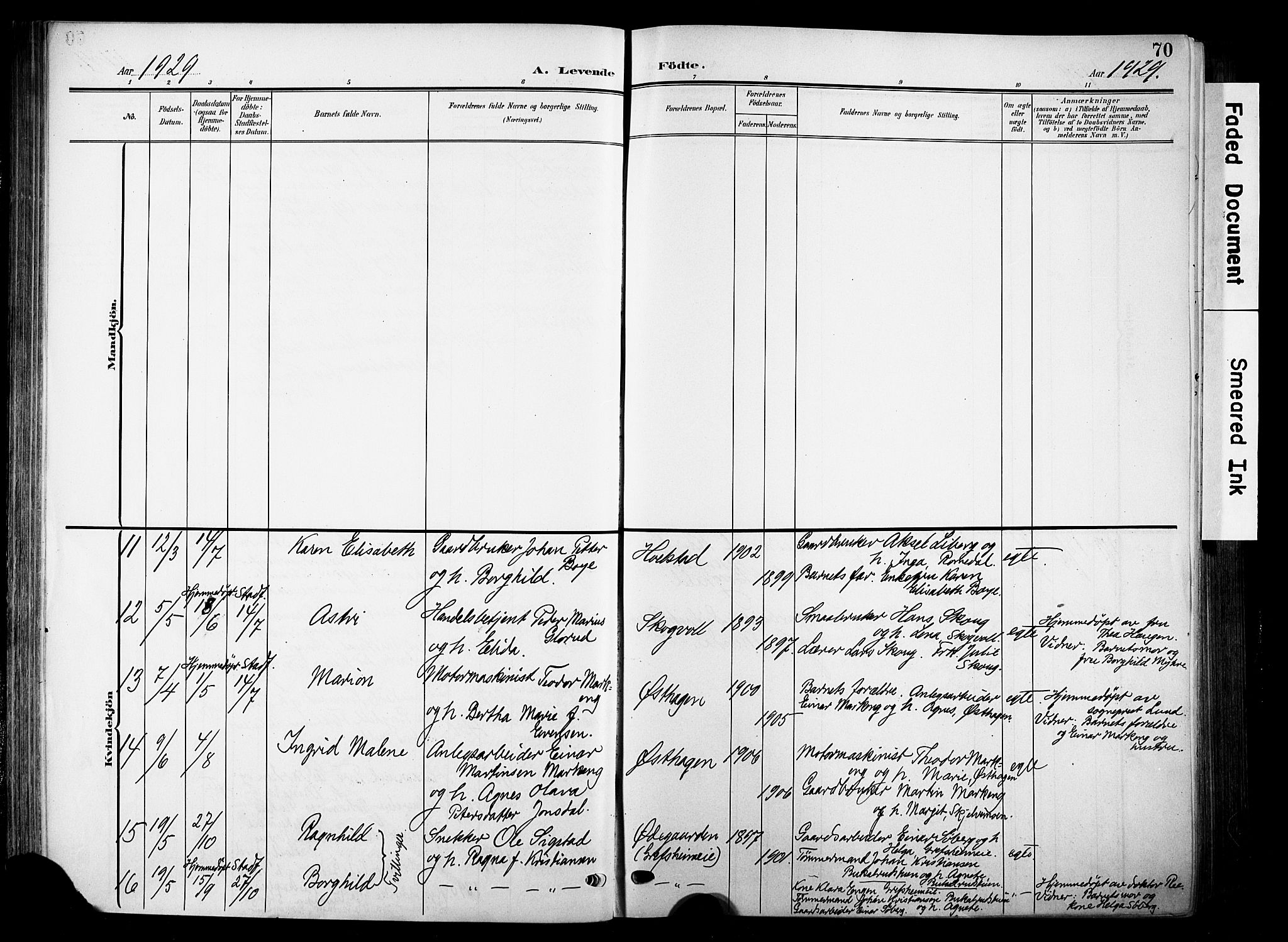 Nes prestekontor, Hedmark, AV/SAH-PREST-020/K/Ka/L0014: Parish register (official) no. 14, 1906-1929, p. 70