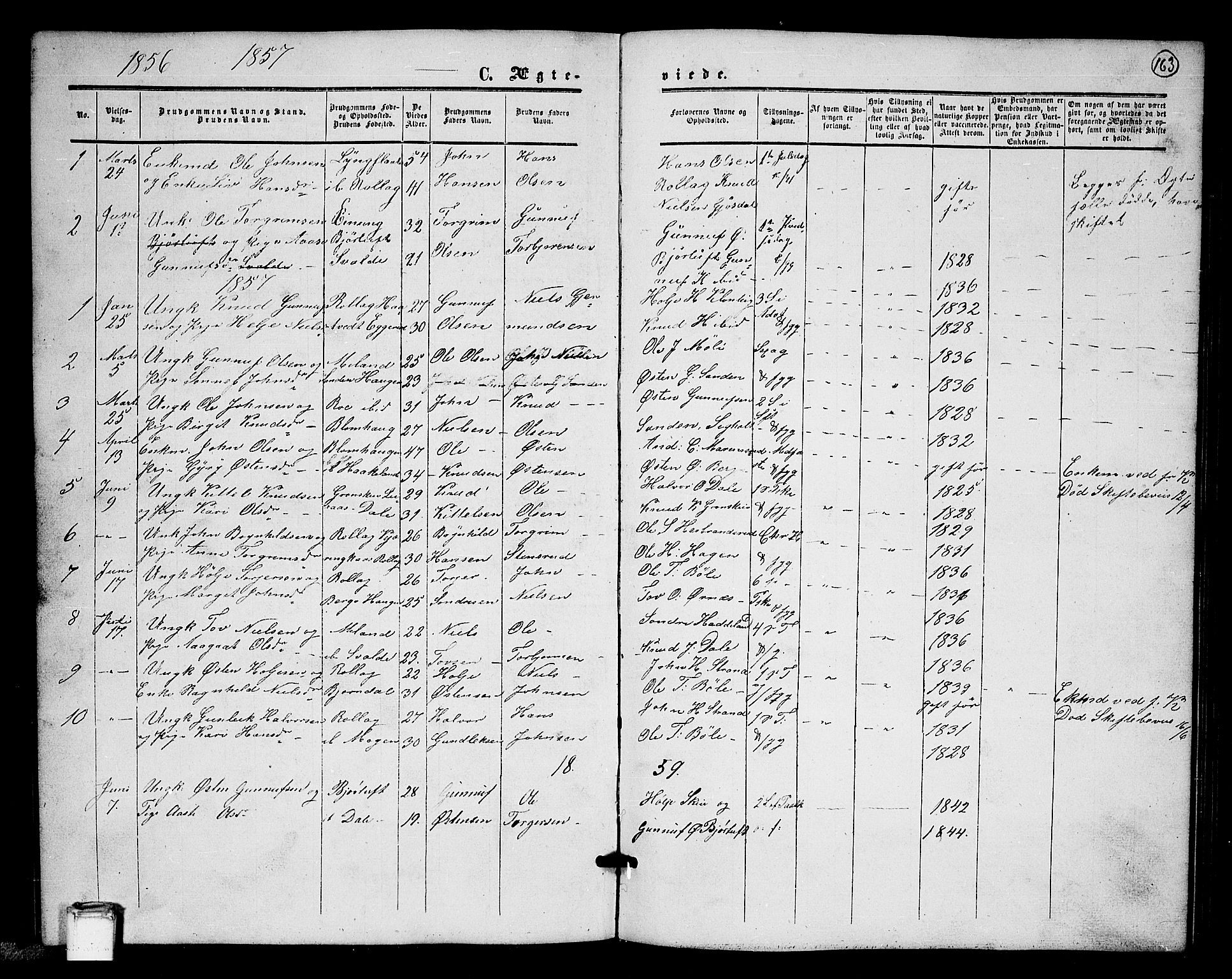 Tinn kirkebøker, SAKO/A-308/G/Gb/L0002: Parish register (copy) no. II 2, 1851-1886, p. 163