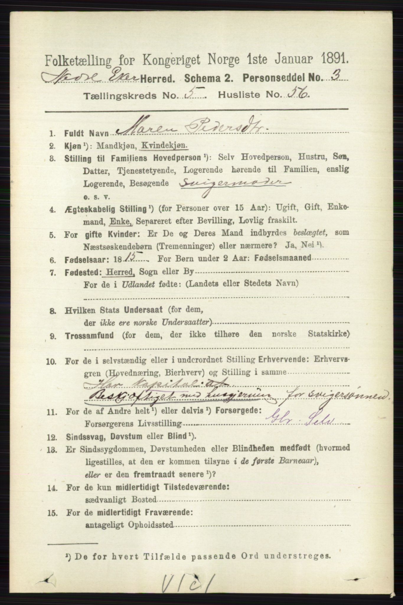RA, 1891 census for 0625 Nedre Eiker, 1891, p. 2670