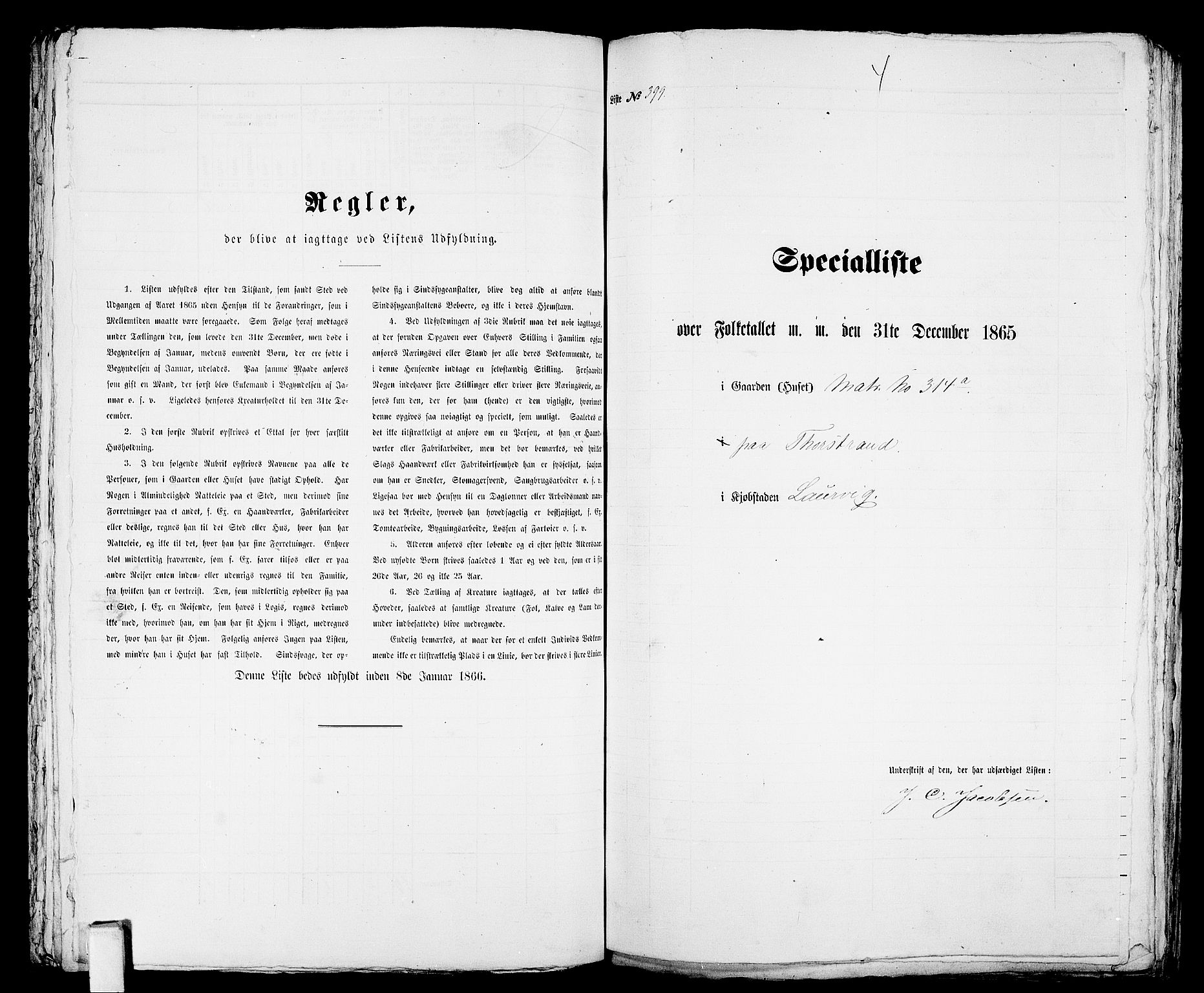 RA, 1865 census for Larvik, 1865, p. 822