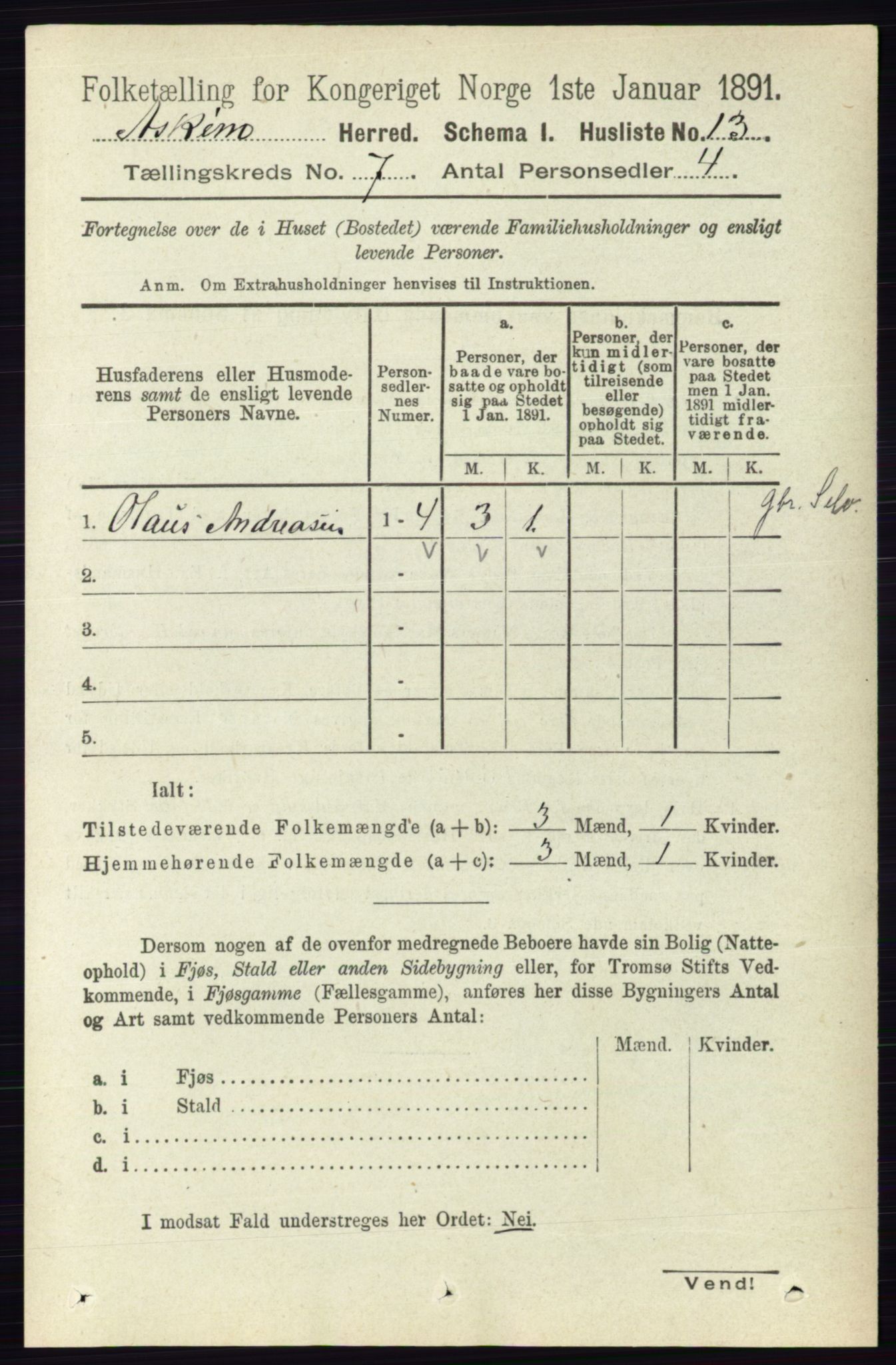 RA, 1891 census for 0124 Askim, 1891, p. 991