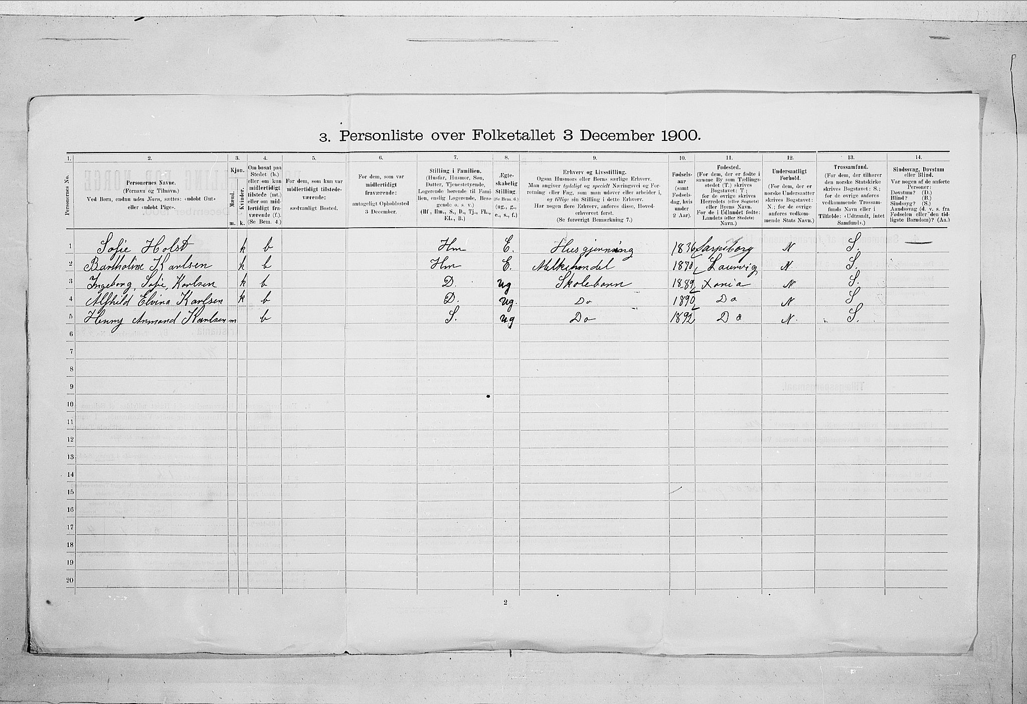 SAO, 1900 census for Kristiania, 1900, p. 109838