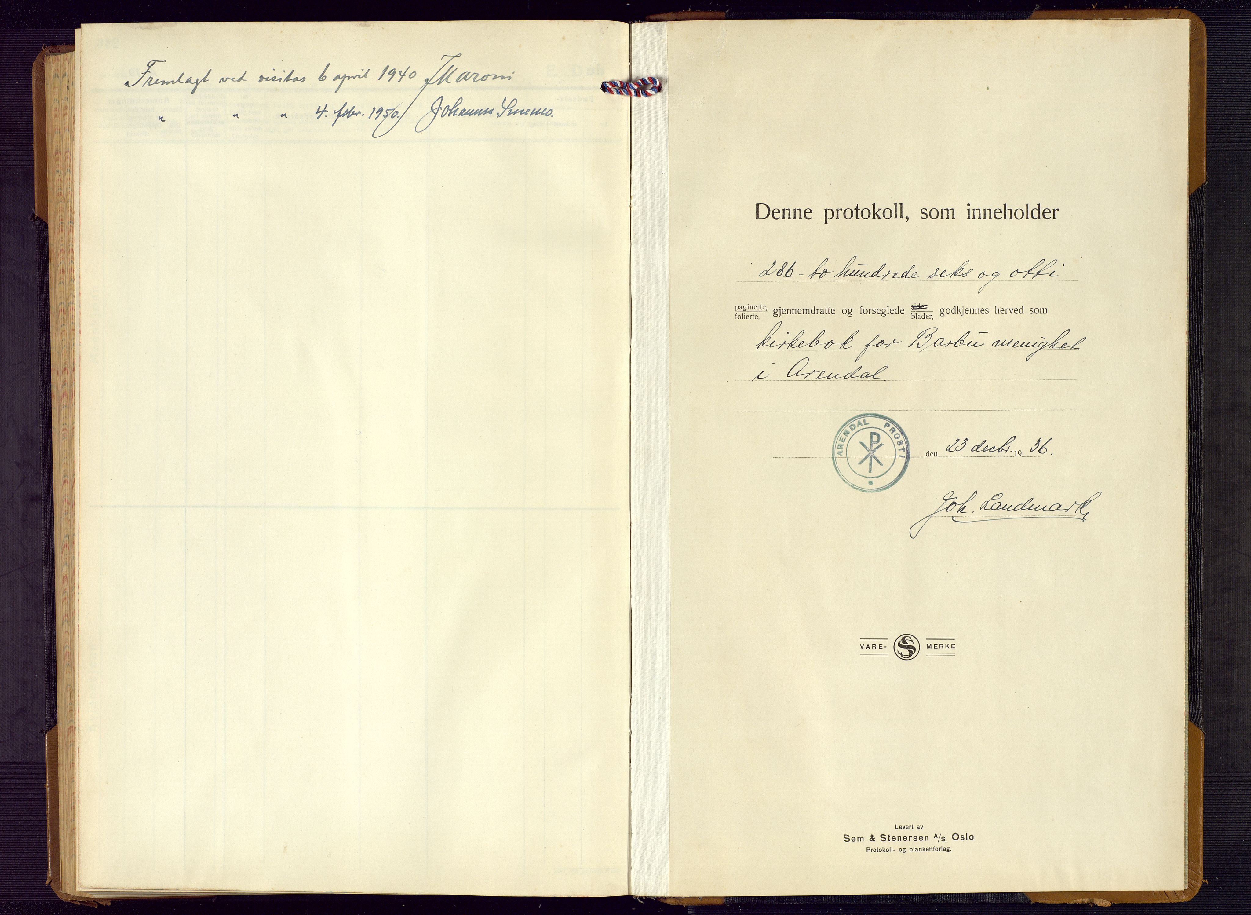 Barbu sokneprestkontor, SAK/1111-0003/F/Fb/L0006: Parish register (copy) no. B 6, 1937-1947