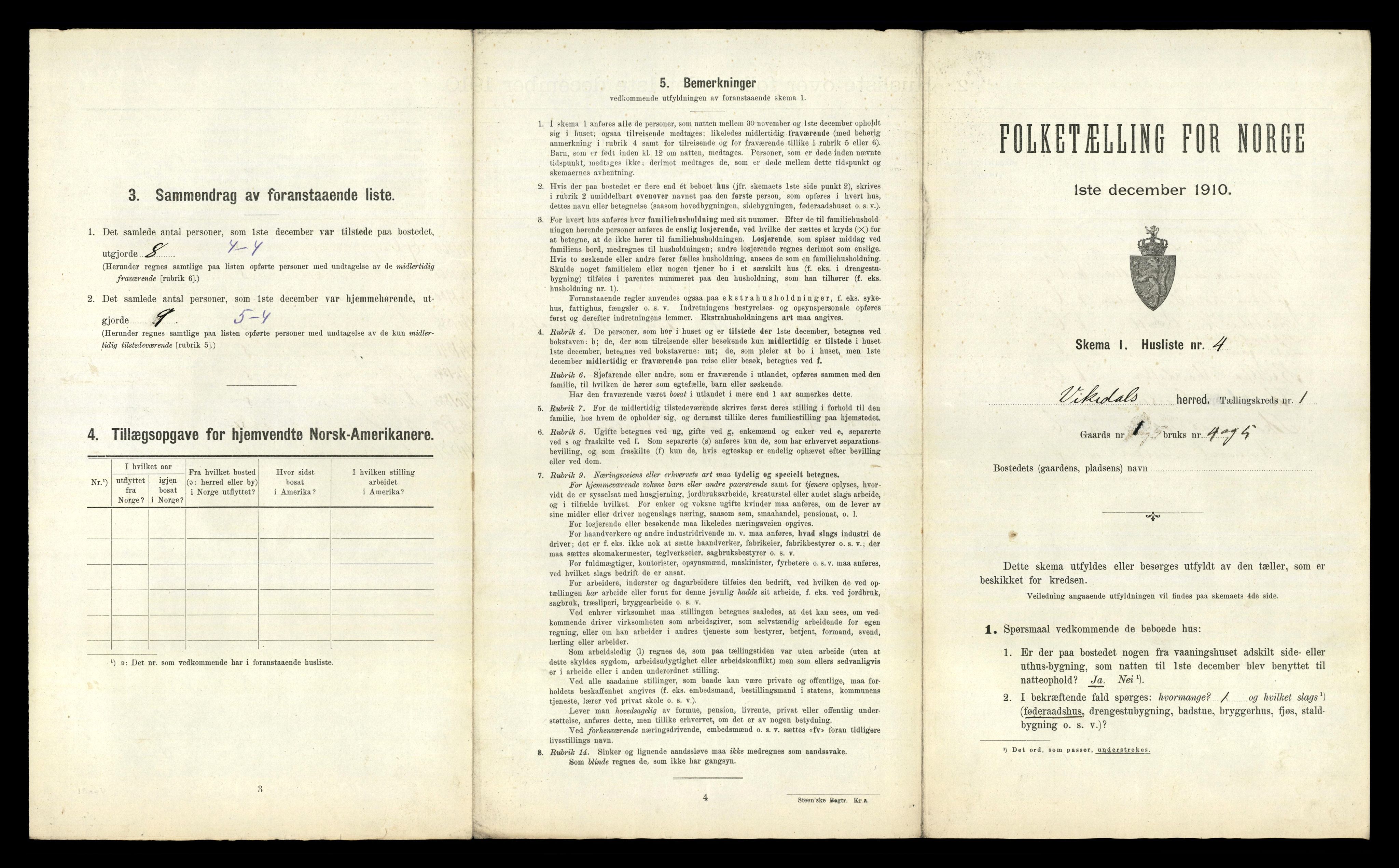 RA, 1910 census for Vikedal, 1910, p. 65