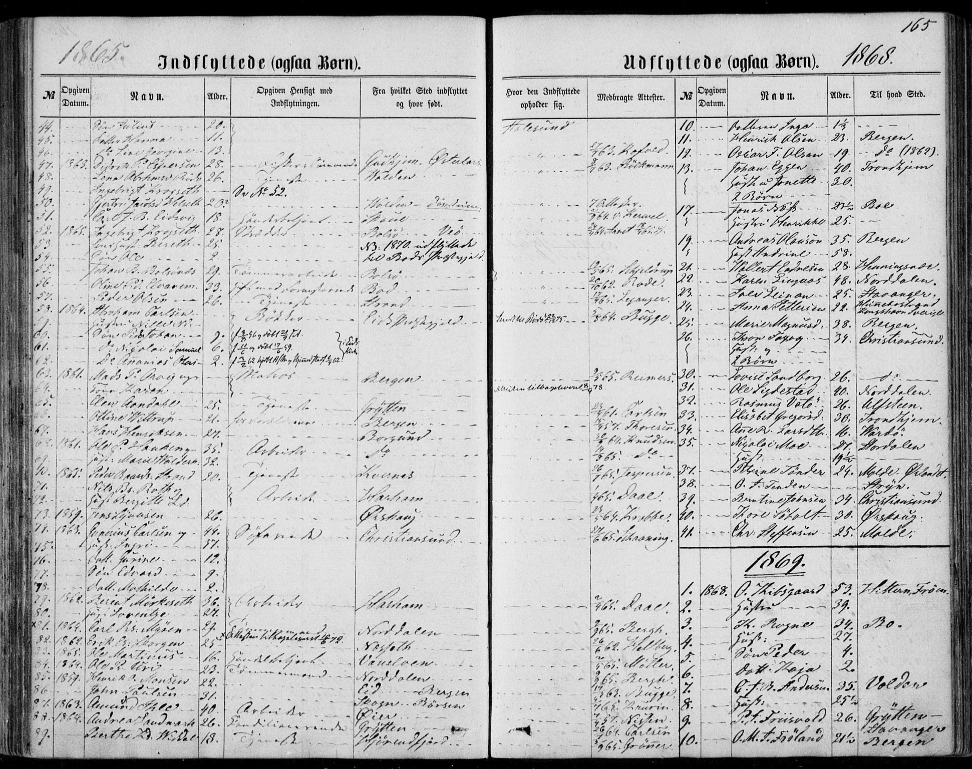Ministerialprotokoller, klokkerbøker og fødselsregistre - Møre og Romsdal, SAT/A-1454/529/L0452: Parish register (official) no. 529A02, 1864-1871, p. 165