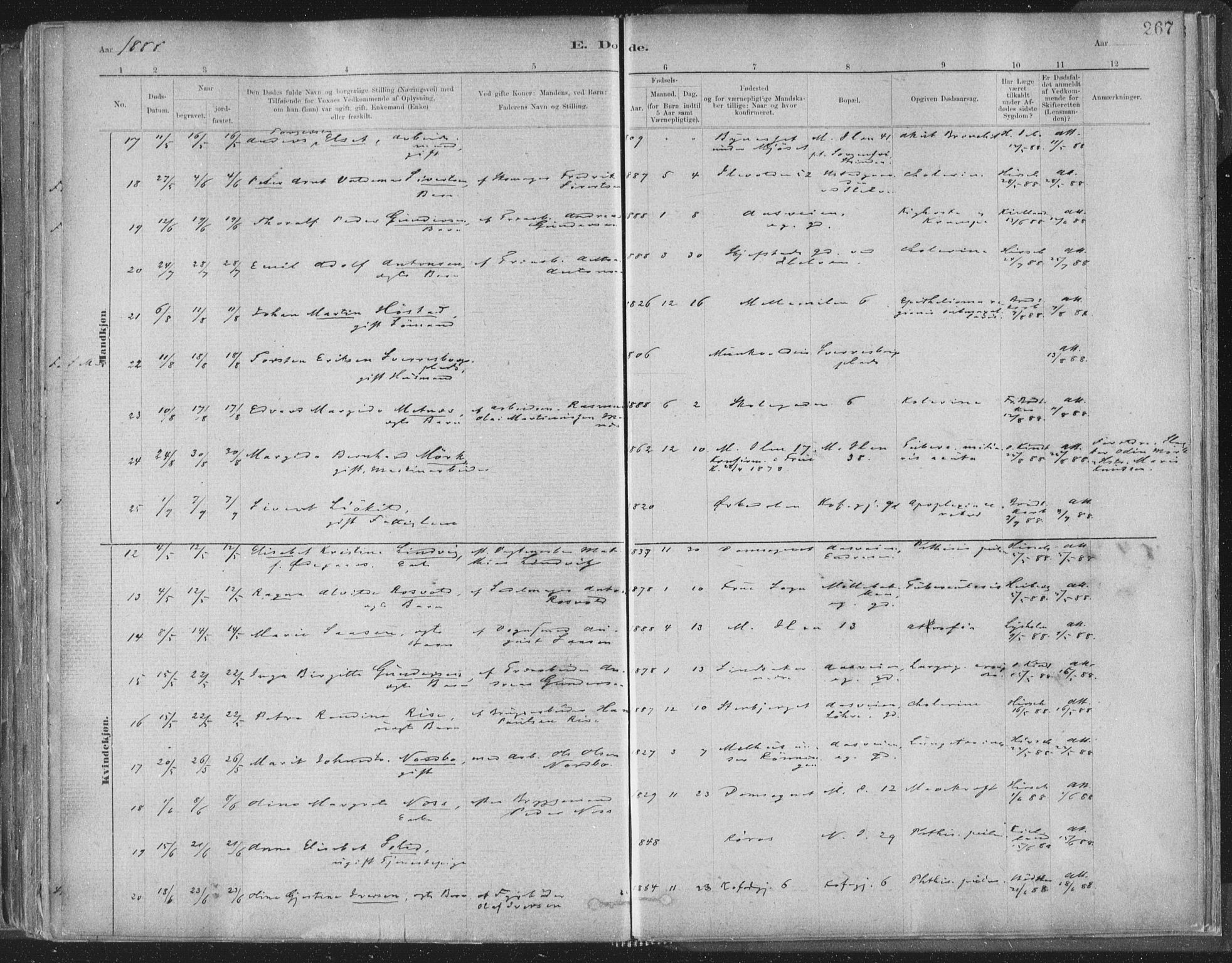 Ministerialprotokoller, klokkerbøker og fødselsregistre - Sør-Trøndelag, SAT/A-1456/603/L0162: Parish register (official) no. 603A01, 1879-1895, p. 267