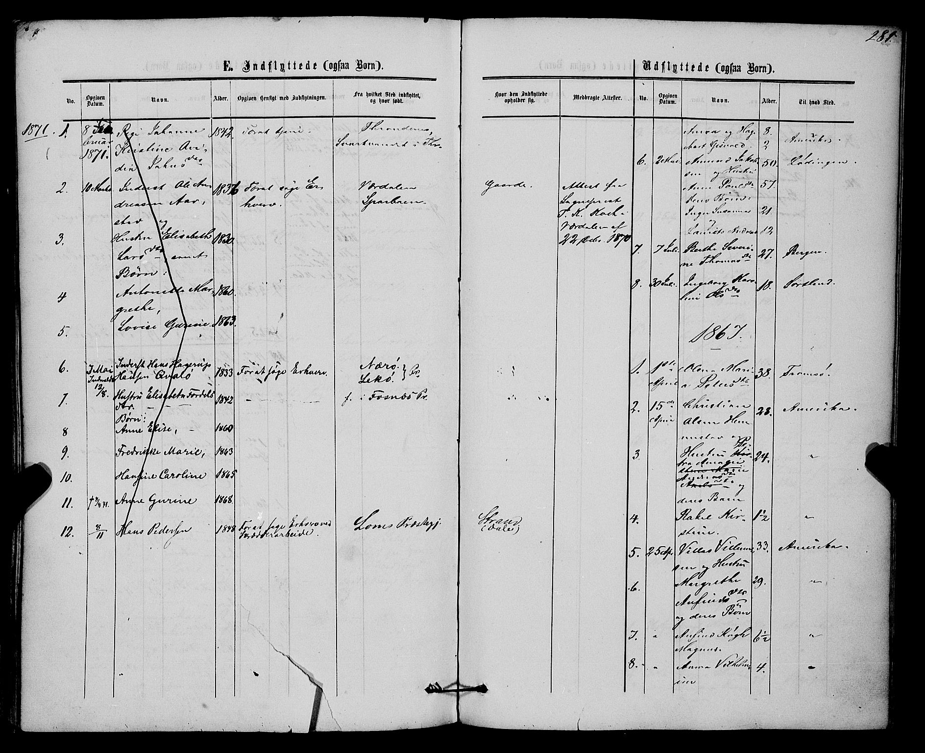 Kvæfjord sokneprestkontor, SATØ/S-1323/G/Ga/Gaa/L0004kirke: Parish register (official) no. 4, 1857-1877, p. 281