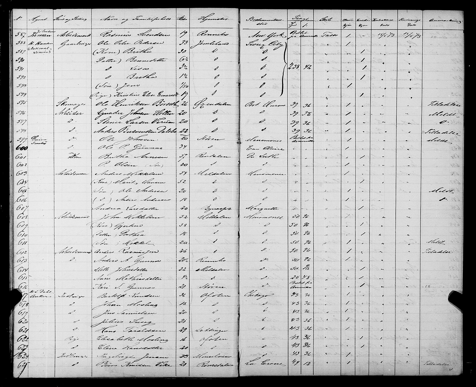 Trondheim politikammer, SAT/A-1887/1/32/L0003: Emigrantprotokoll III, 1872-1878