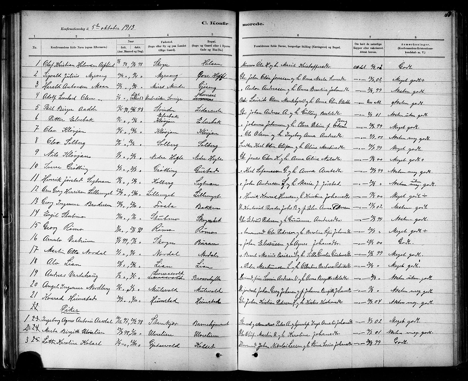 Ministerialprotokoller, klokkerbøker og fødselsregistre - Nord-Trøndelag, SAT/A-1458/721/L0208: Parish register (copy) no. 721C01, 1880-1917, p. 160