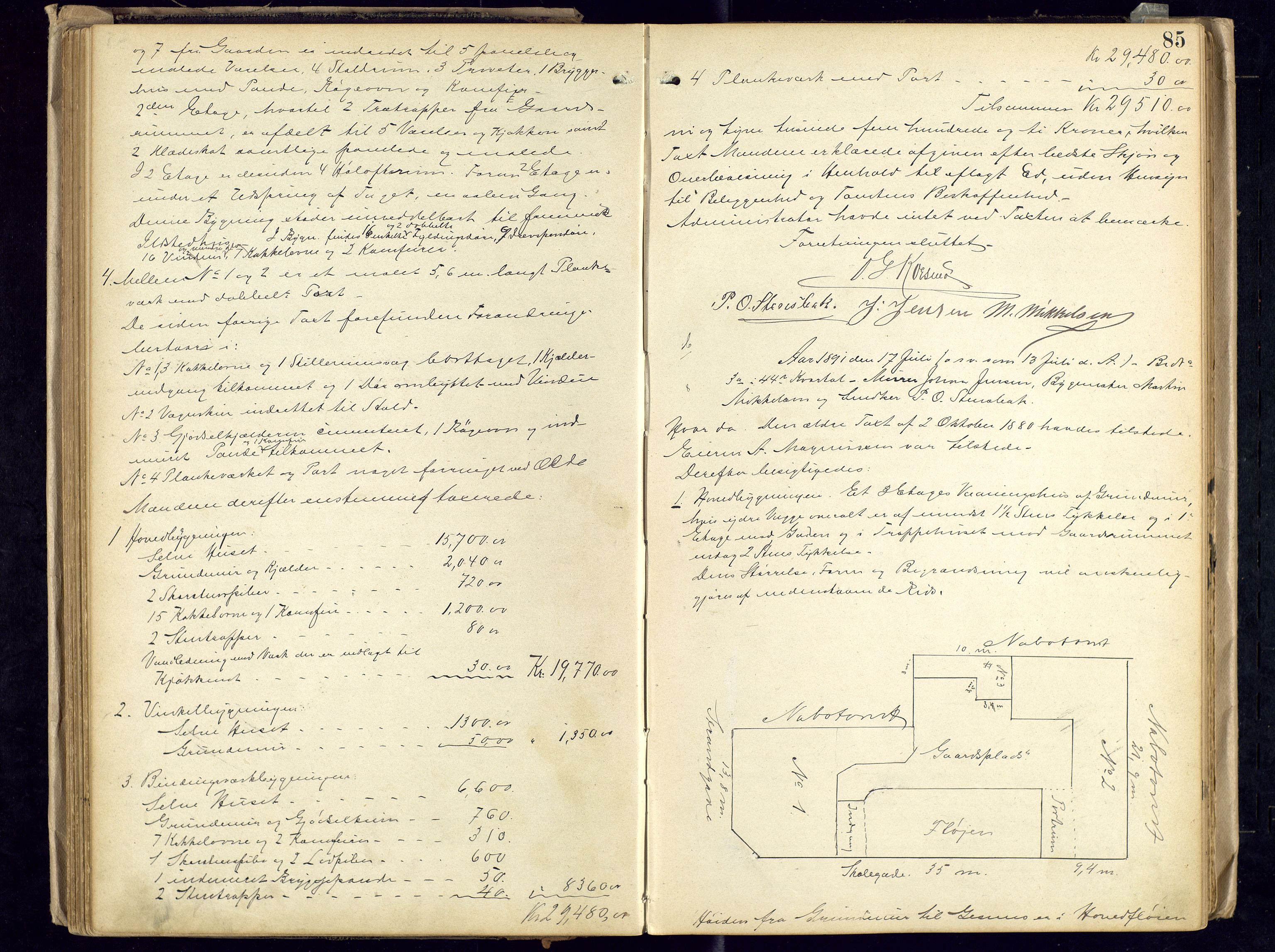 Norges Brannkasse, Hamar, AV/SAH-NBRANH-006/F/Fa/L0003: Branntakstprotokoll, 1886-1897, p. 84b-85a