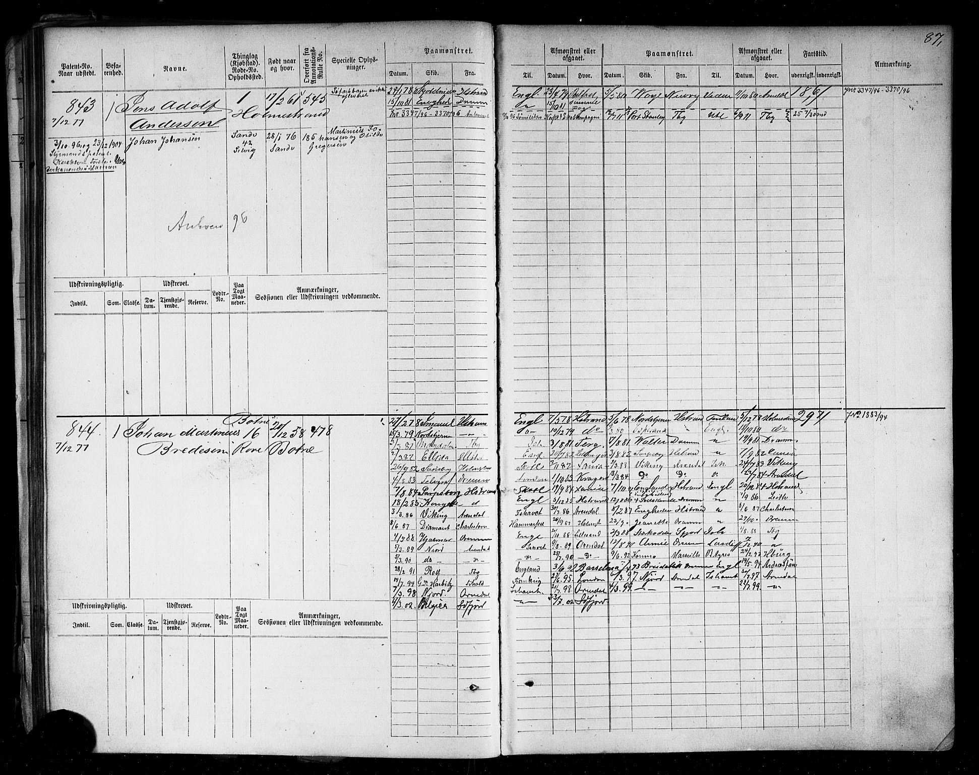 Holmestrand innrulleringskontor, SAKO/A-1151/F/Fc/L0004: Hovedrulle, 1872-1913, p. 125