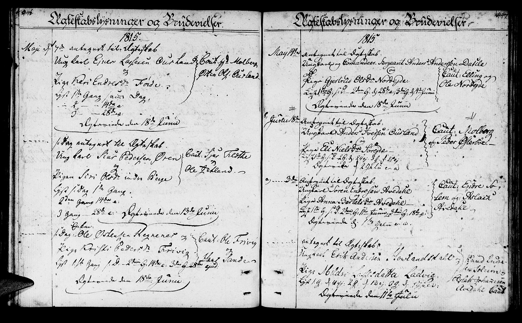 Lavik sokneprestembete, AV/SAB-A-80901: Parish register (official) no. A 1, 1809-1822, p. 446-447