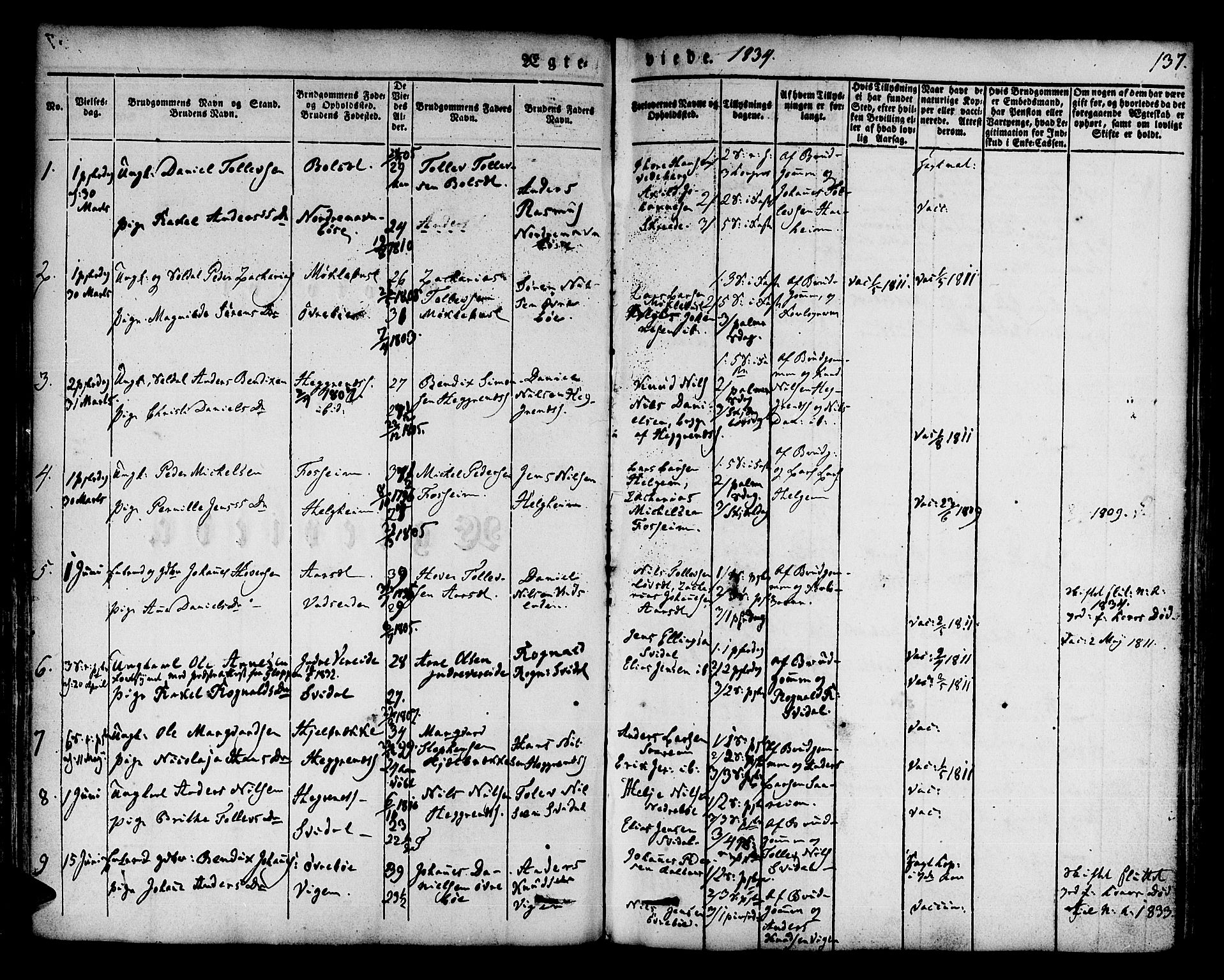 Jølster sokneprestembete, SAB/A-80701/H/Haa/Haaa/L0009: Parish register (official) no. A 9, 1833-1848, p. 137