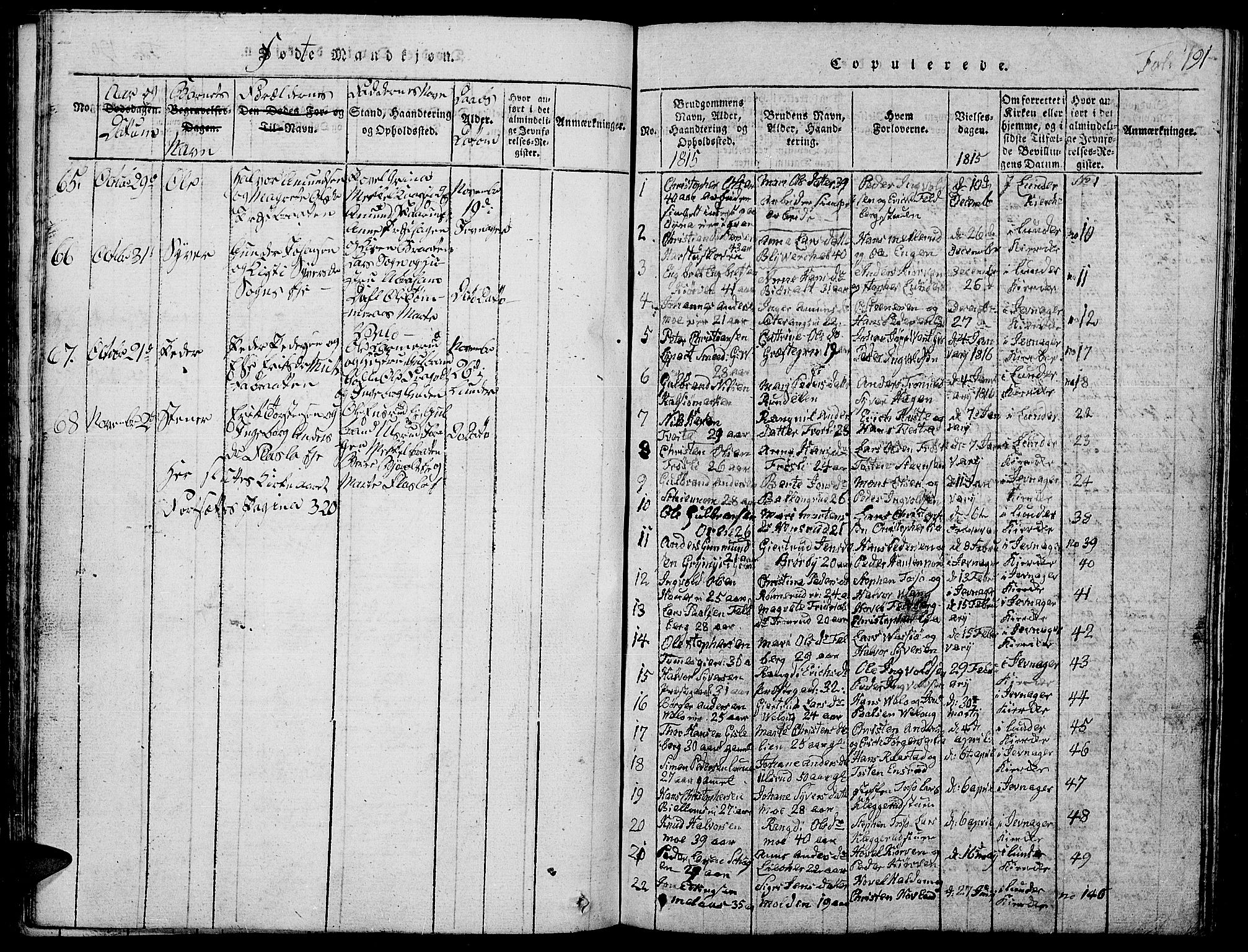 Jevnaker prestekontor, SAH/PREST-116/H/Ha/Hab/L0001: Parish register (copy) no. 1, 1815-1837, p. 191
