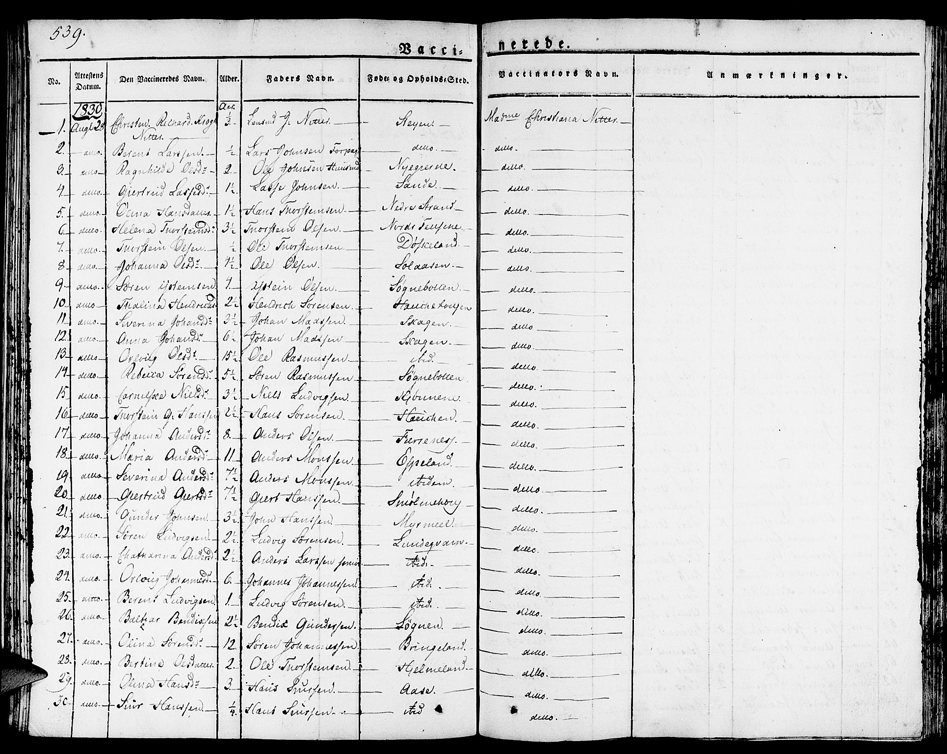 Gaular sokneprestembete, SAB/A-80001/H/Haa: Parish register (official) no. A 3, 1821-1840, p. 539