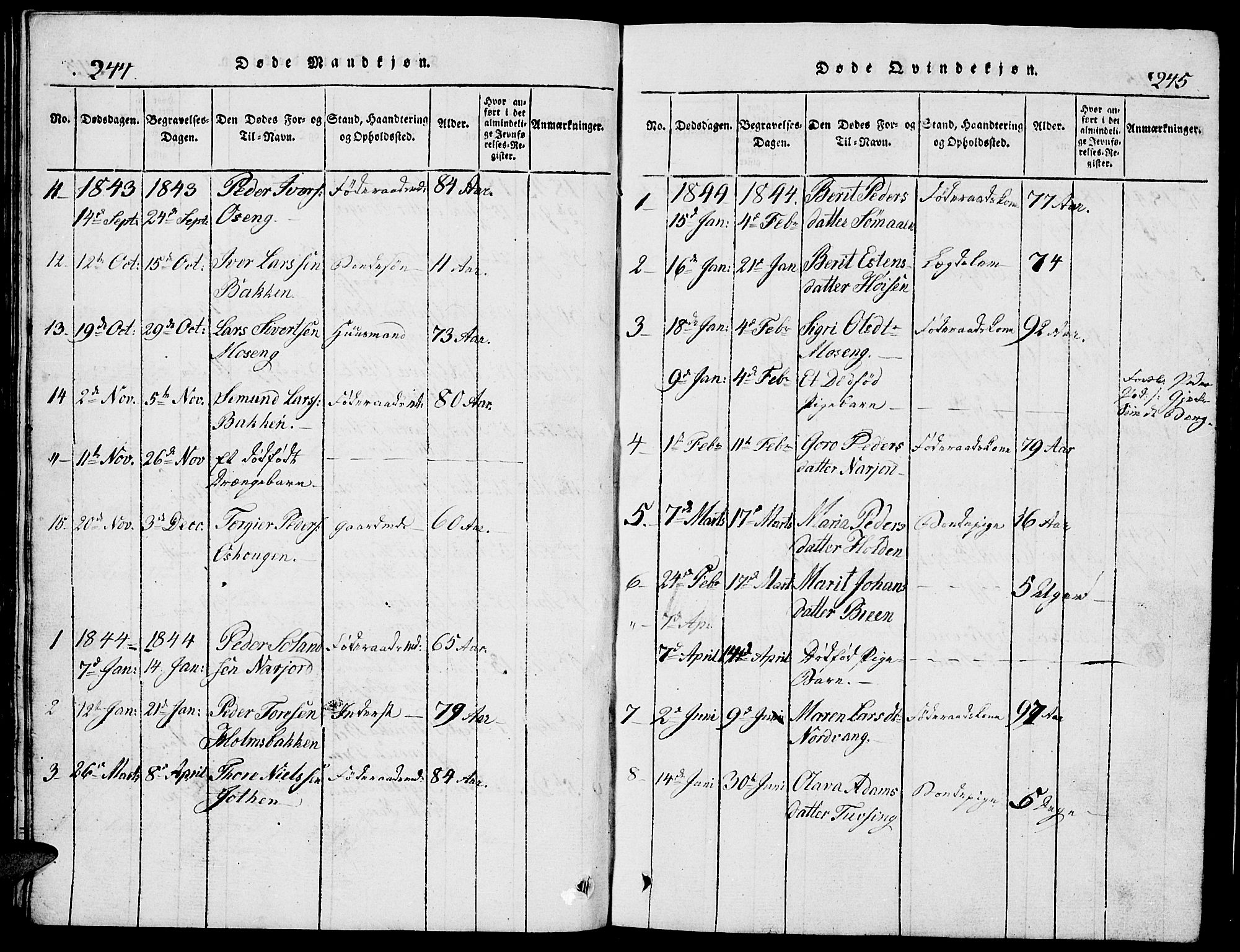 Tolga prestekontor, AV/SAH-PREST-062/L/L0002: Parish register (copy) no. 2, 1815-1844, p. 244-245