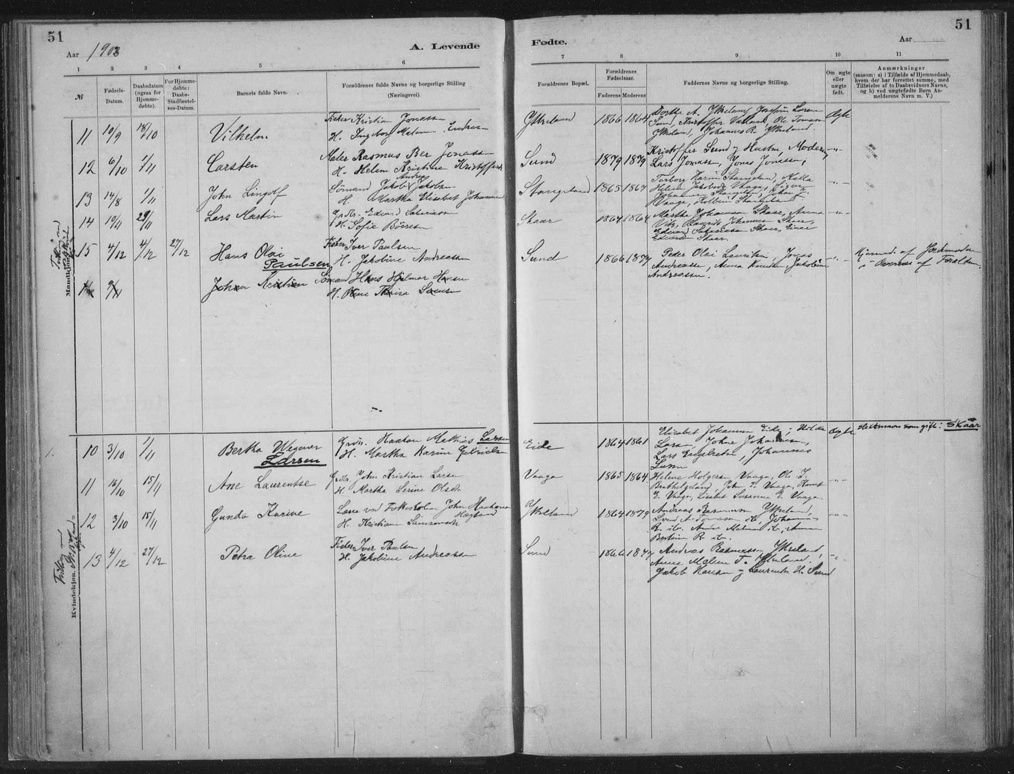 Kopervik sokneprestkontor, AV/SAST-A-101850/H/Ha/Haa/L0002: Parish register (official) no. A 2, 1880-1912, p. 51