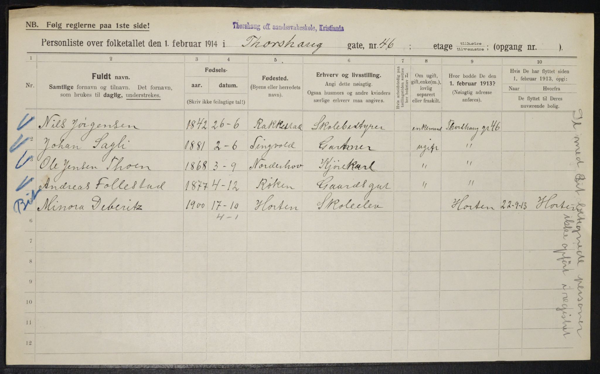 OBA, Municipal Census 1914 for Kristiania, 1914, p. 115824