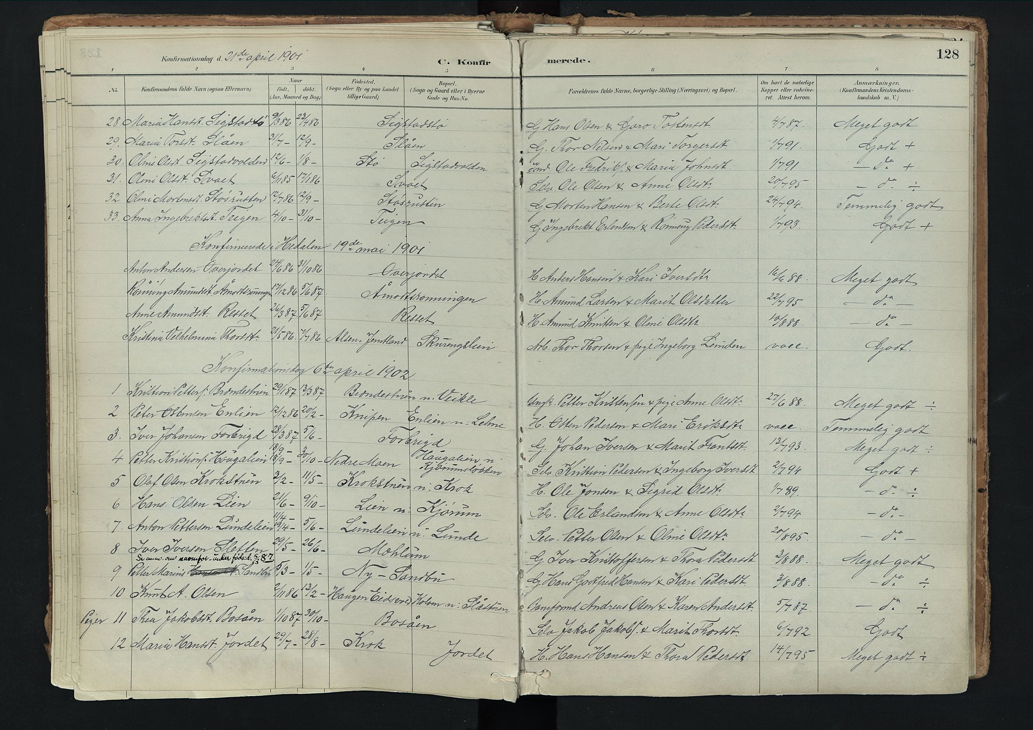 Nord-Fron prestekontor, SAH/PREST-080/H/Ha/Haa/L0003: Parish register (official) no. 3, 1884-1914, p. 128