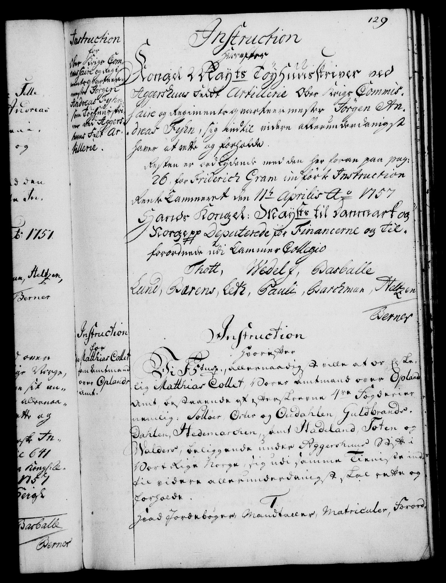 Rentekammeret, Kammerkanselliet, RA/EA-3111/G/Gg/Ggi/L0003: Norsk instruksjonsprotokoll med register (merket RK 53.36), 1751-1775, p. 129