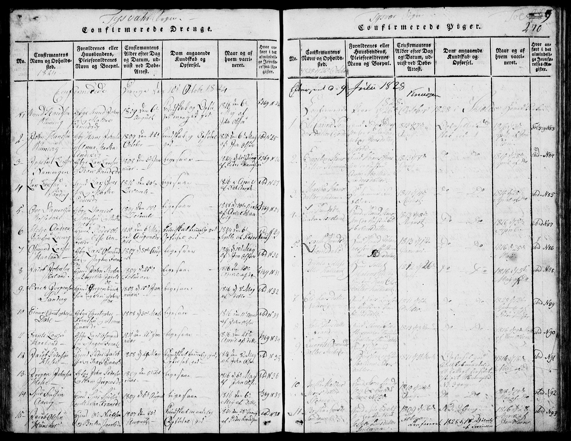 Skjold sokneprestkontor, AV/SAST-A-101847/H/Ha/Hab/L0002: Parish register (copy) no. B 2 /1, 1815-1830, p. 270