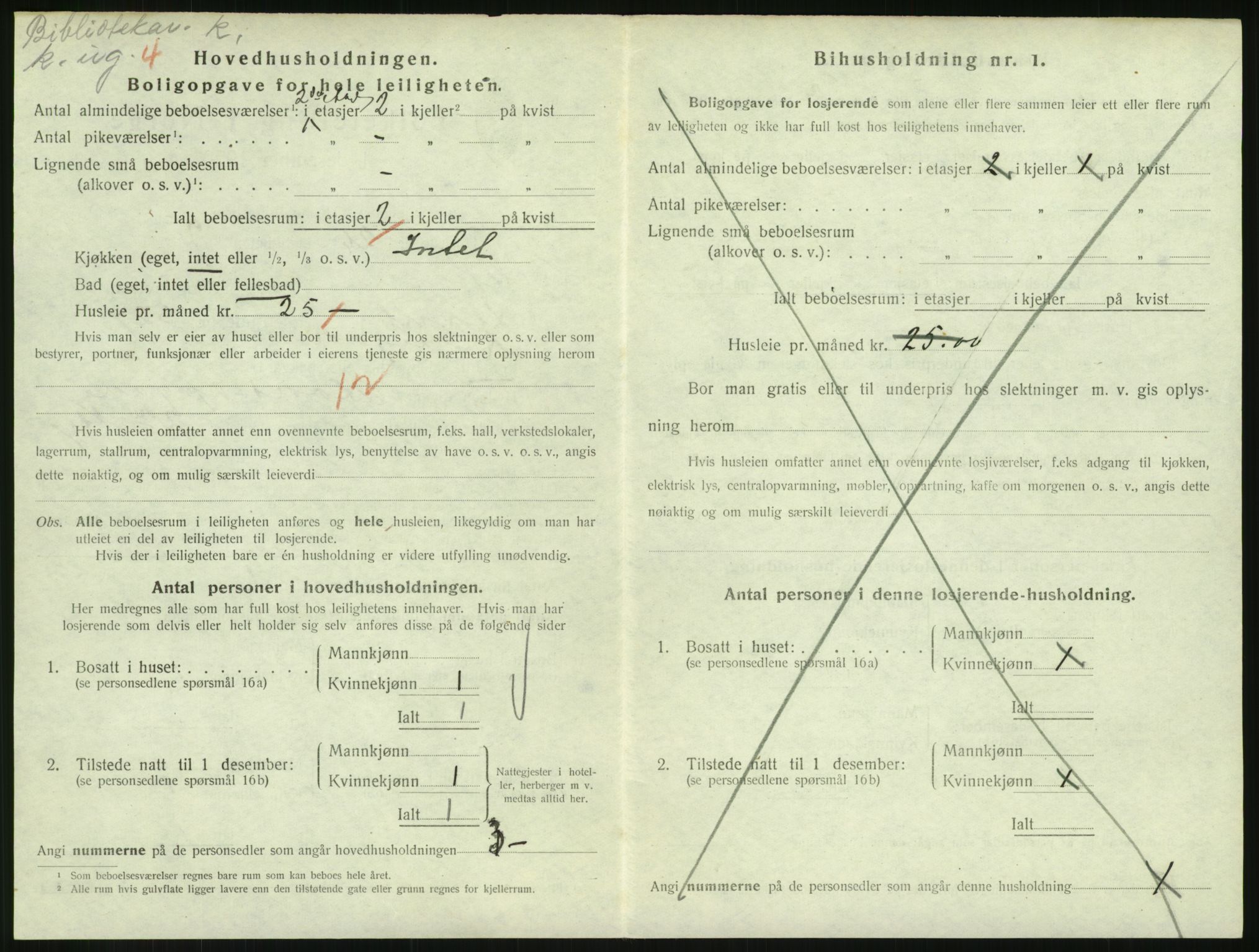 SAH, 1920 census for Lillehammer, 1920, p. 1607