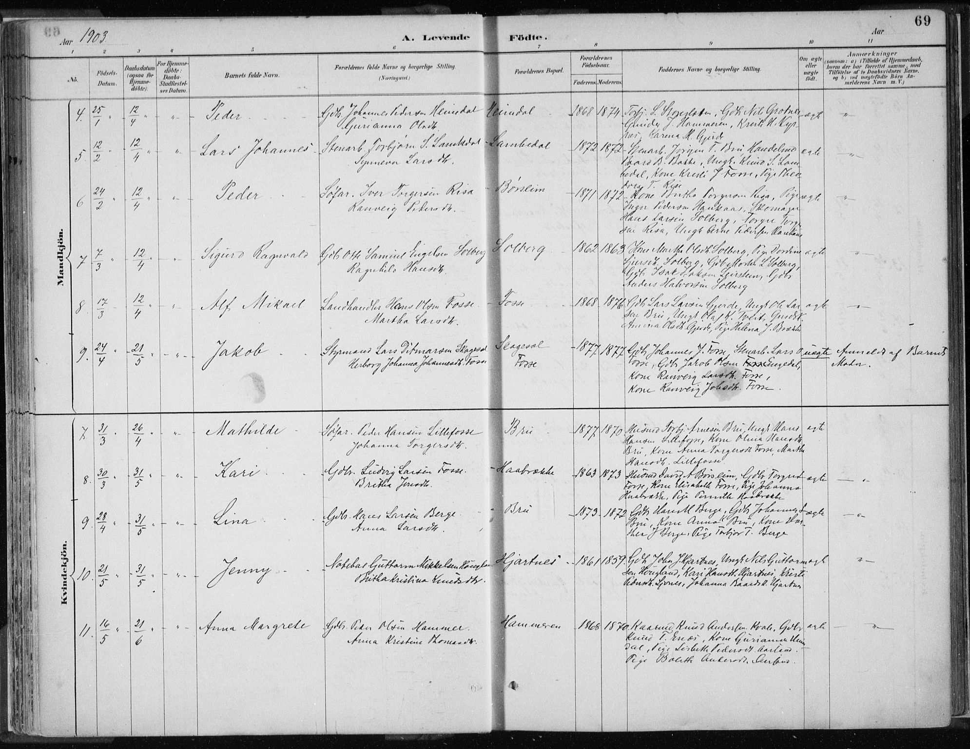 Strandebarm sokneprestembete, AV/SAB-A-78401/H/Haa: Parish register (official) no. B  1, 1886-1908, p. 69