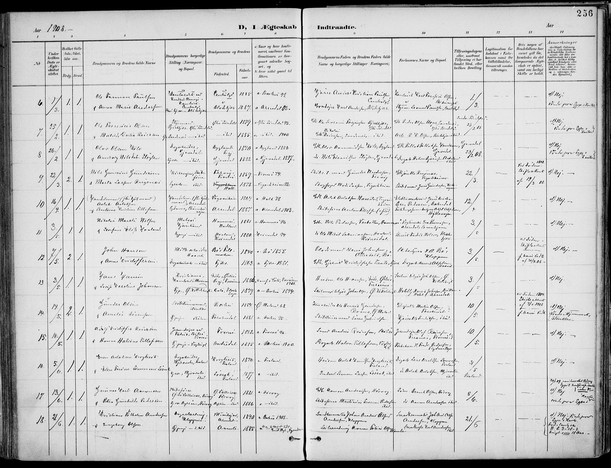 Barbu sokneprestkontor, AV/SAK-1111-0003/F/Fa/L0005: Parish register (official) no. A 5, 1899-1909, p. 256