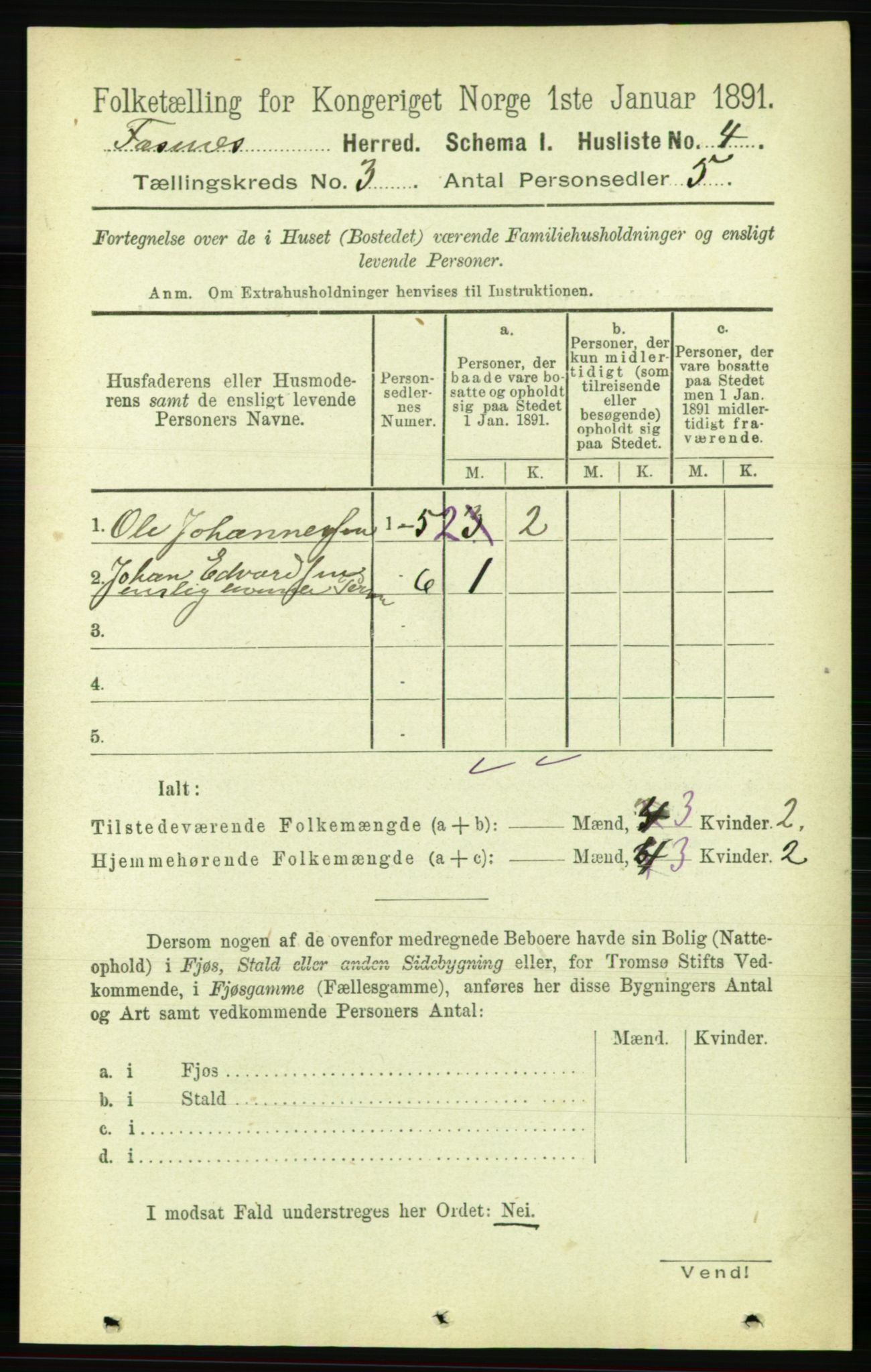 RA, 1891 census for 1748 Fosnes, 1891, p. 609