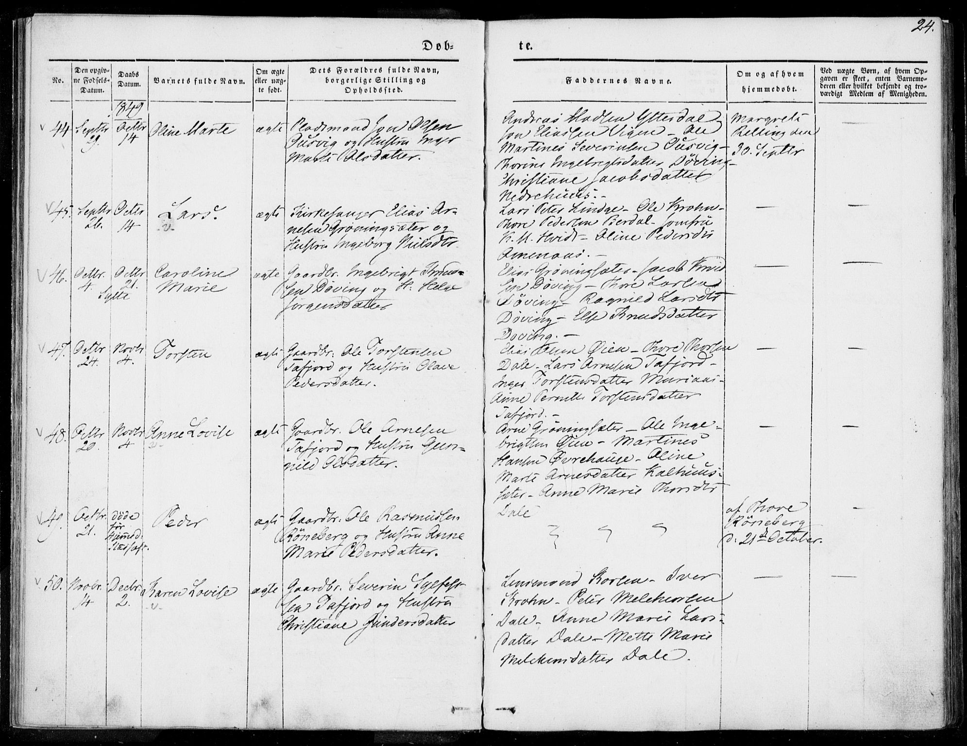 Ministerialprotokoller, klokkerbøker og fødselsregistre - Møre og Romsdal, SAT/A-1454/519/L0249: Parish register (official) no. 519A08, 1846-1868, p. 24