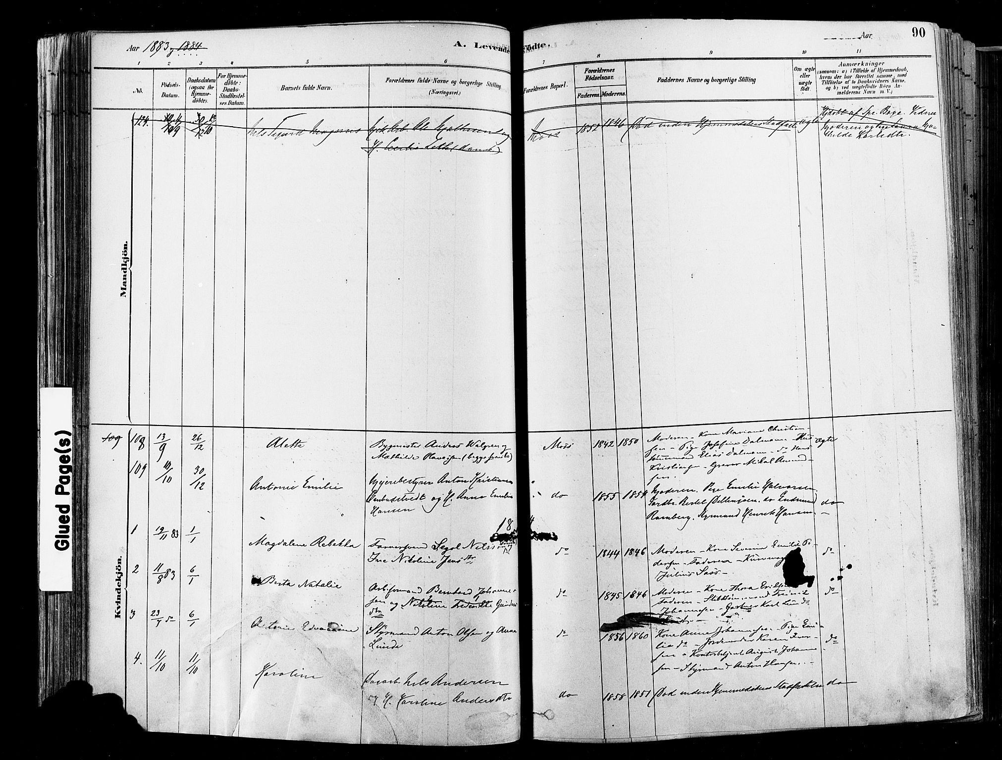 Moss prestekontor Kirkebøker, SAO/A-2003/F/Fb/L0001: Parish register (official) no. II 1, 1878-1886, p. 90