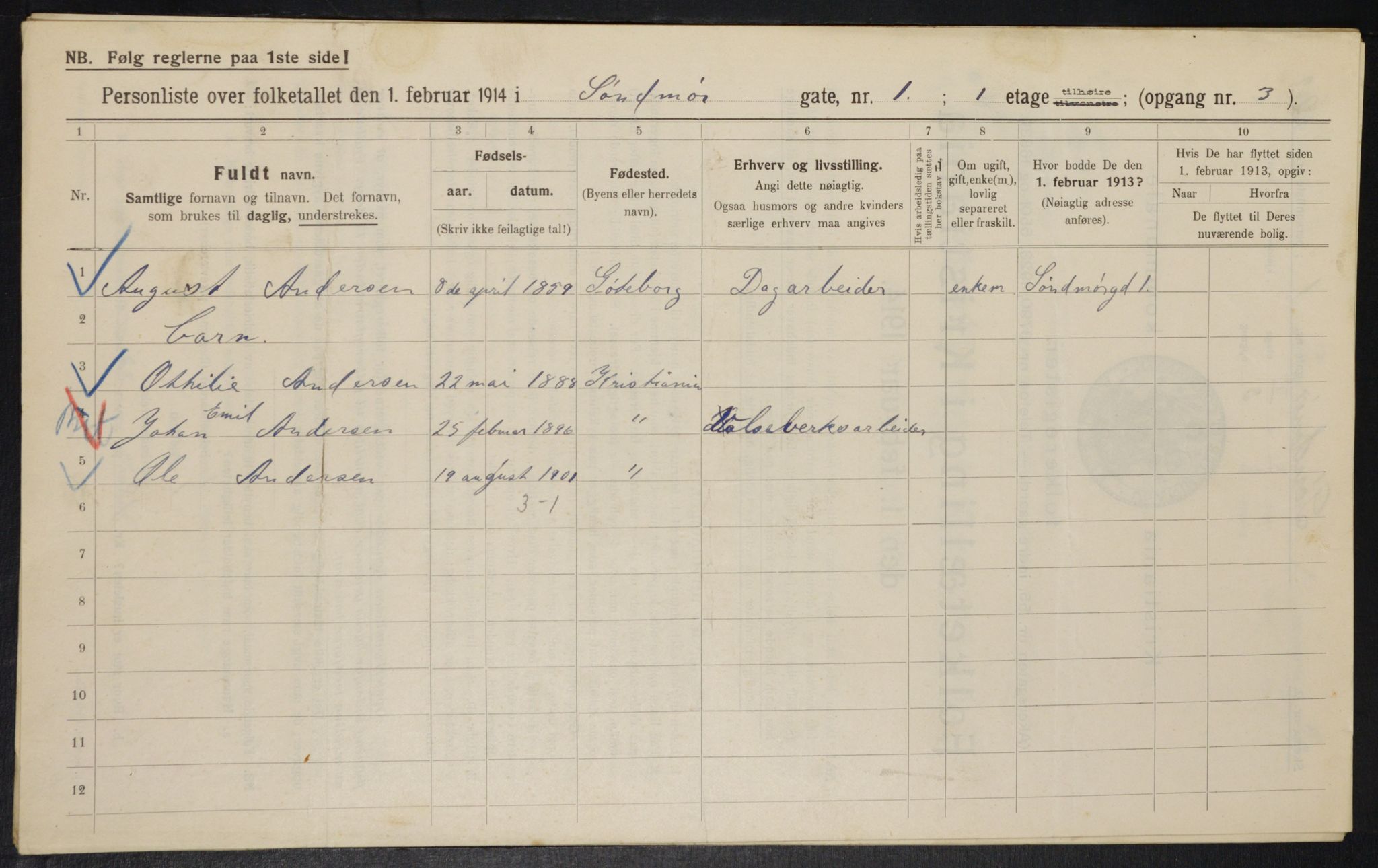 OBA, Municipal Census 1914 for Kristiania, 1914, p. 105380