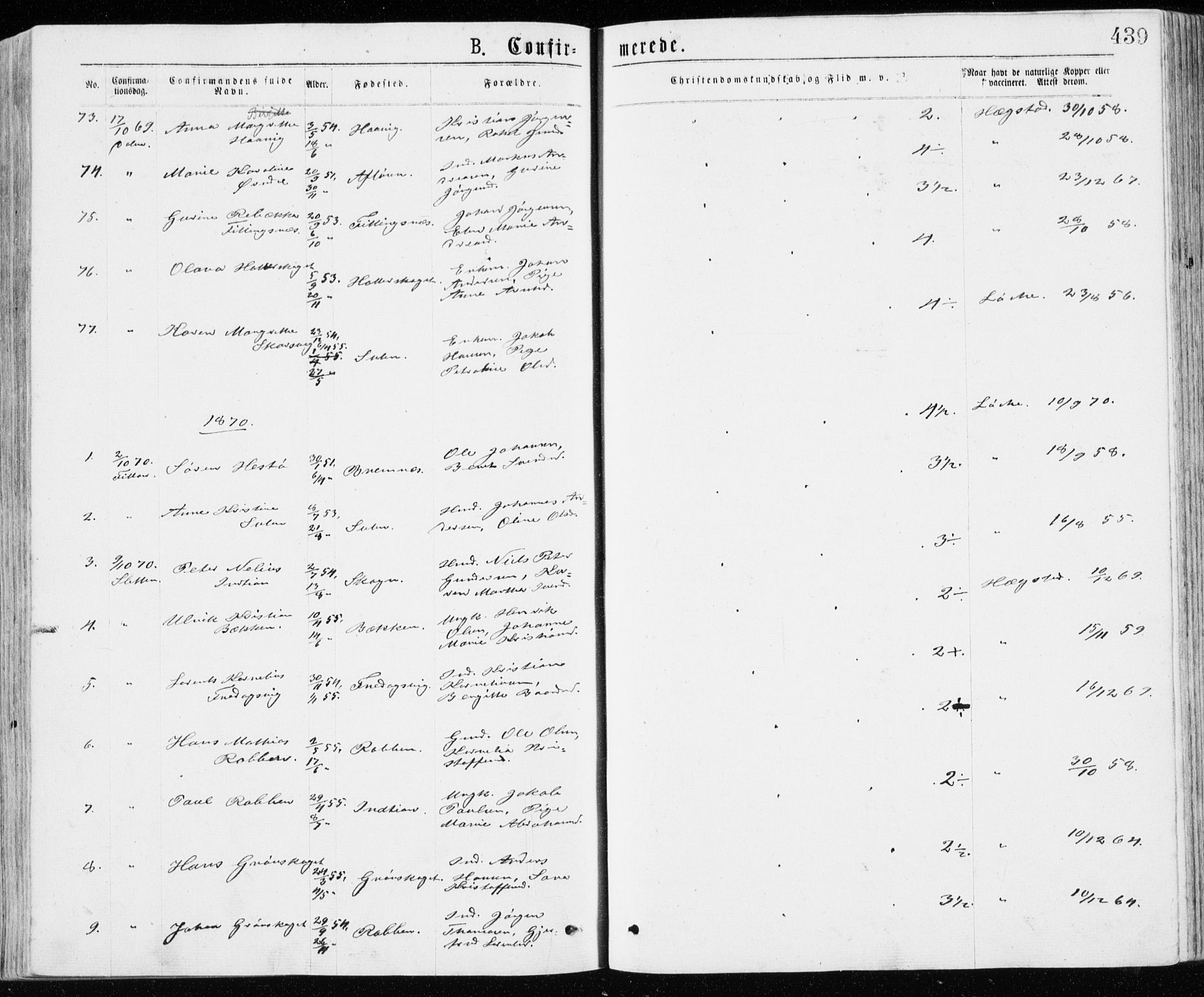 Ministerialprotokoller, klokkerbøker og fødselsregistre - Sør-Trøndelag, SAT/A-1456/640/L0576: Parish register (official) no. 640A01, 1846-1876, p. 439