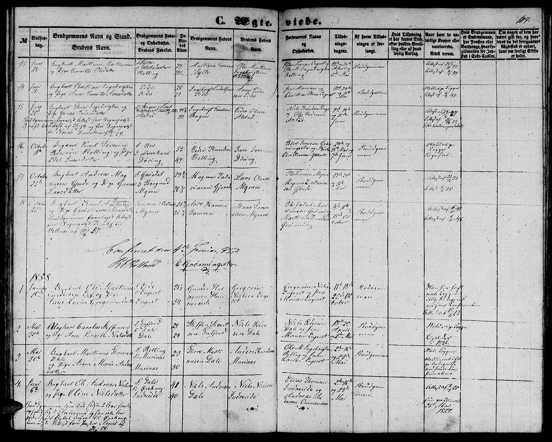 Ministerialprotokoller, klokkerbøker og fødselsregistre - Møre og Romsdal, SAT/A-1454/519/L0261: Parish register (copy) no. 519C02, 1854-1867, p. 104